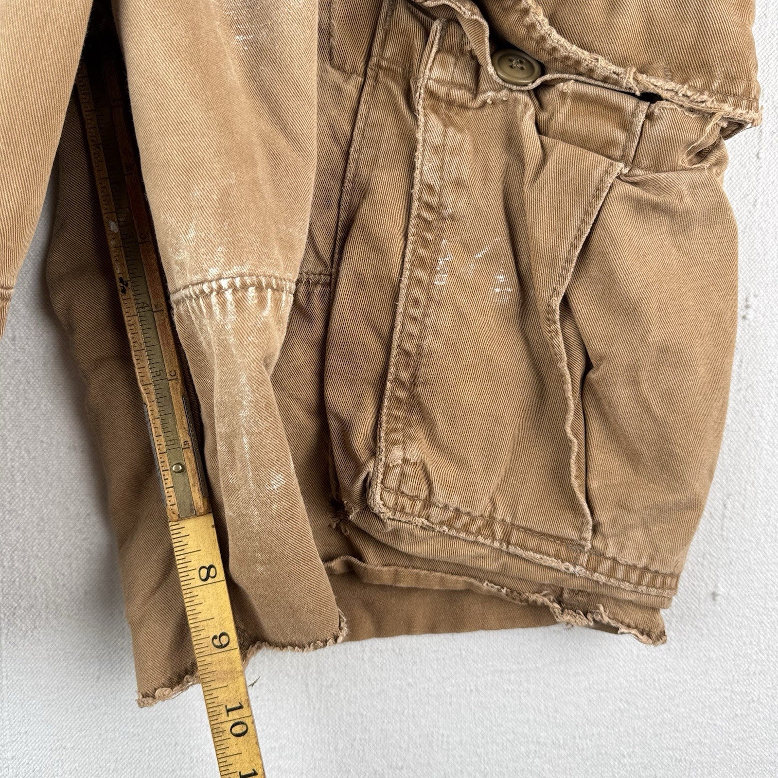Vtg Abercrombie & Fitch Men’s 30 Heavy Duty Cargo Shorts Y2K Distressed Tan 9”