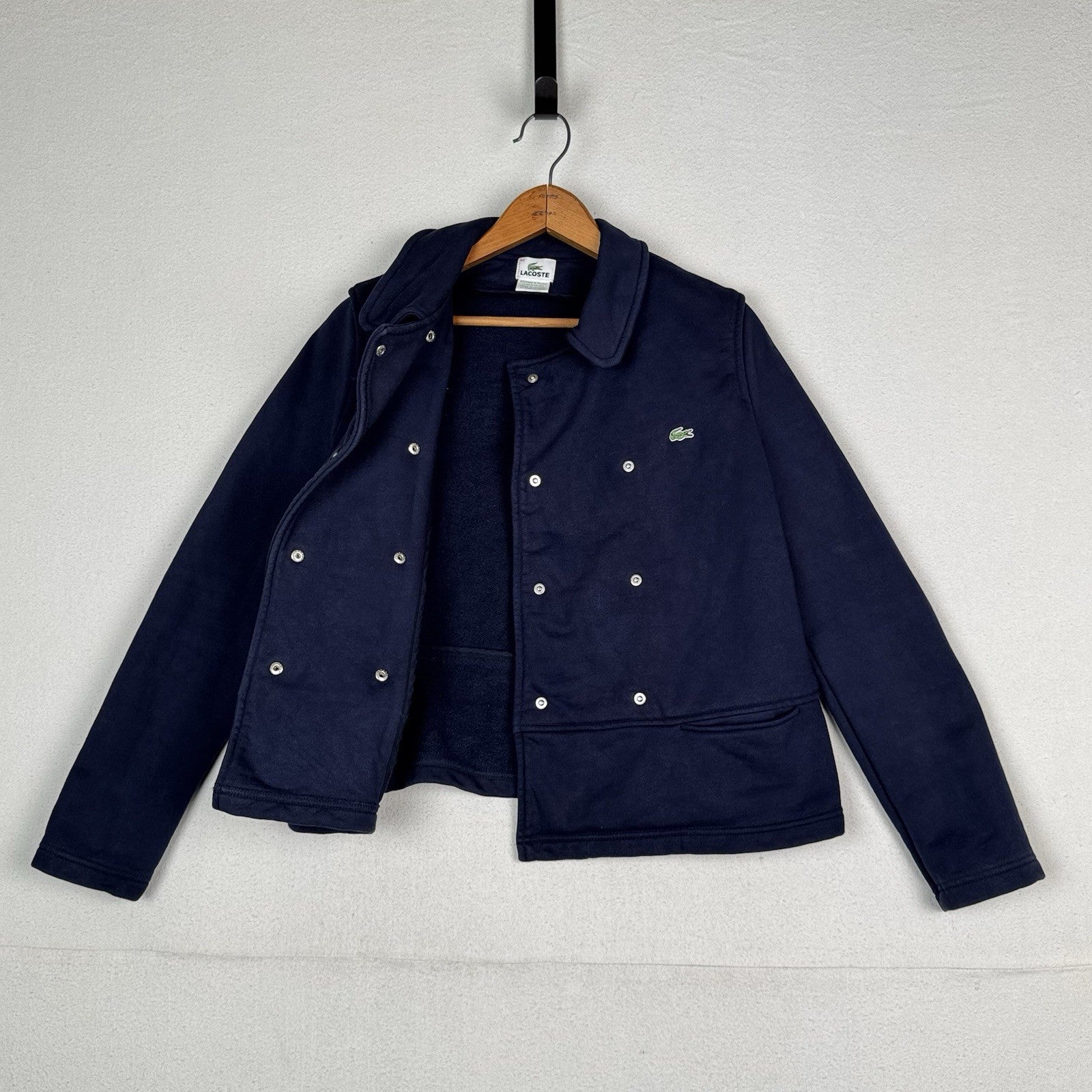 Lacoste Jacket Women’s Double Breasted Navy Canvas Peacoat 100% Cotton Size 42