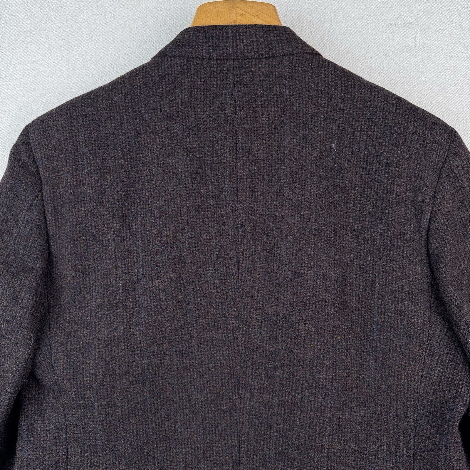 Vintage Kuppenheimer 42R Relaxed Brown Blue Tweed Double Breasted Wool USA