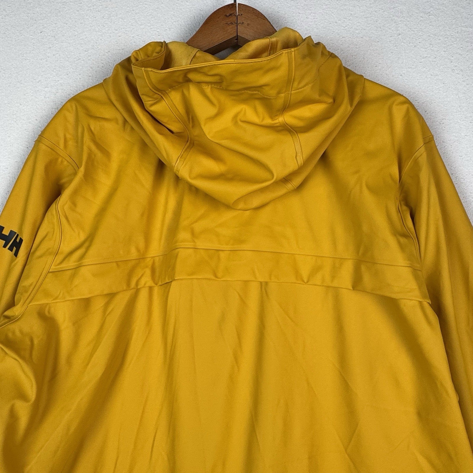 Helly Hansen Jacket Mens Extra Large XL Yellow Coat Rain Hooded Parka PVC