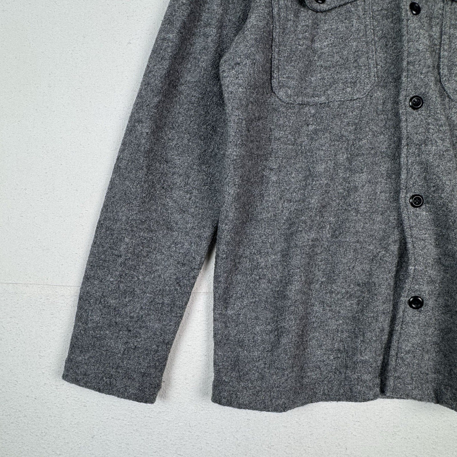 Banana Republic Wool Boucle Shirt Jacket Men’s Large Tall Gray Heather Button Up