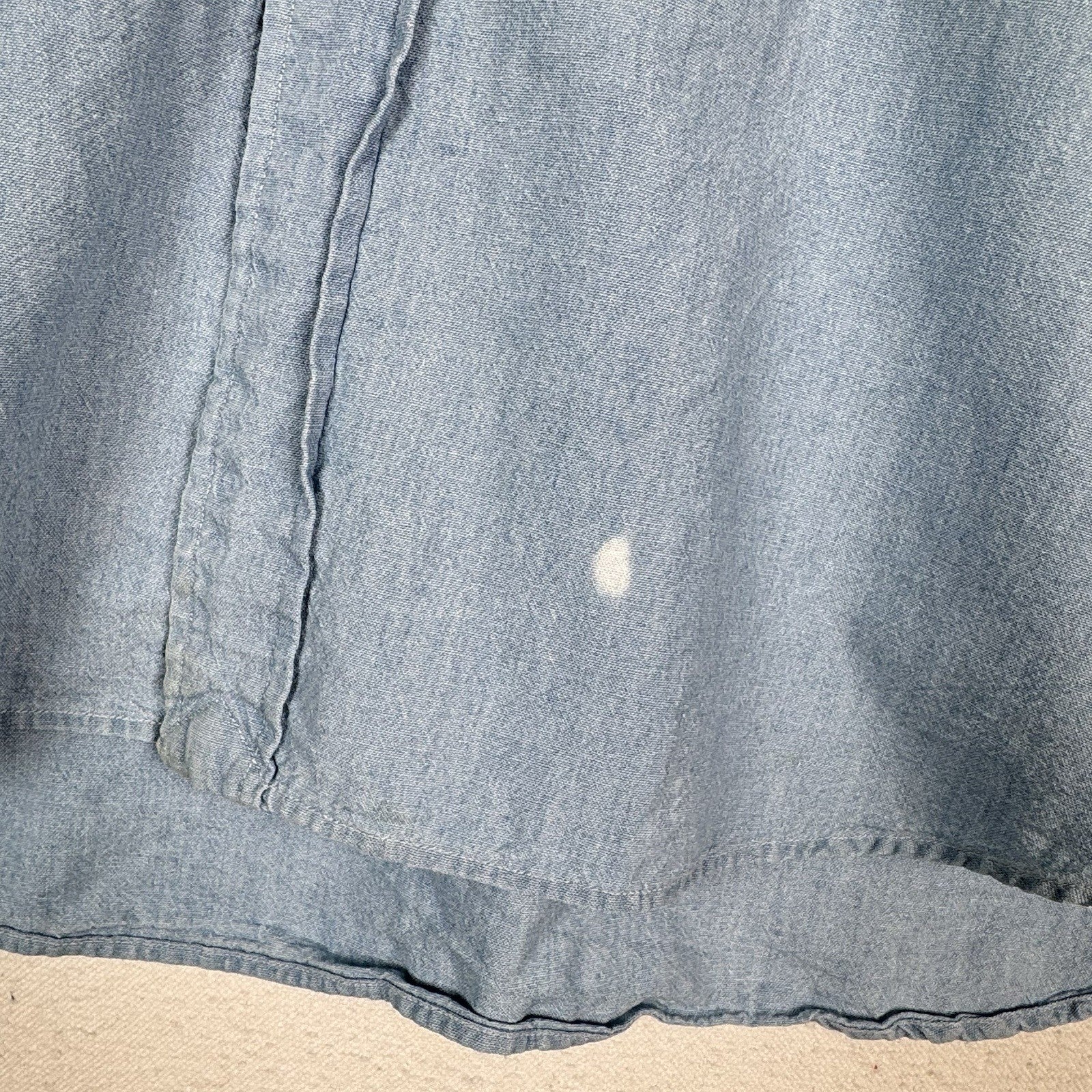 Vtg Ralph Lauren Men’s XL Blue Chambray Big Shirt Embroidered Pony Cotton