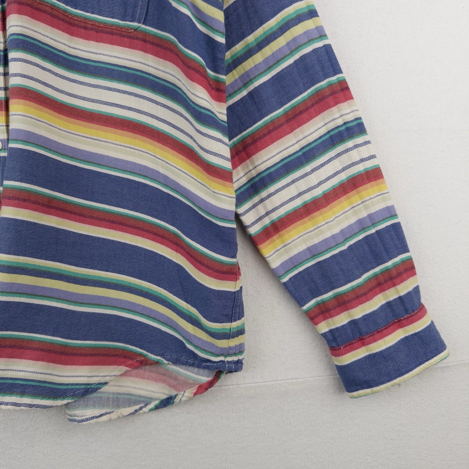 90’s Vtg CHAPS Ralph Lauren Blanket Stripe Print Button Up Shirt Men’s Large