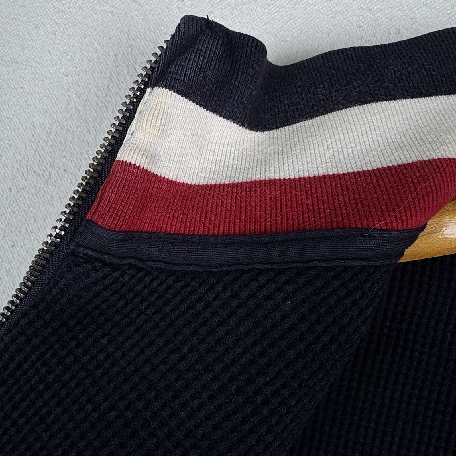 Vtg Polo Ralph Lauren Men L Blue Waffle Lined Track Jacket Heavyweight *Read