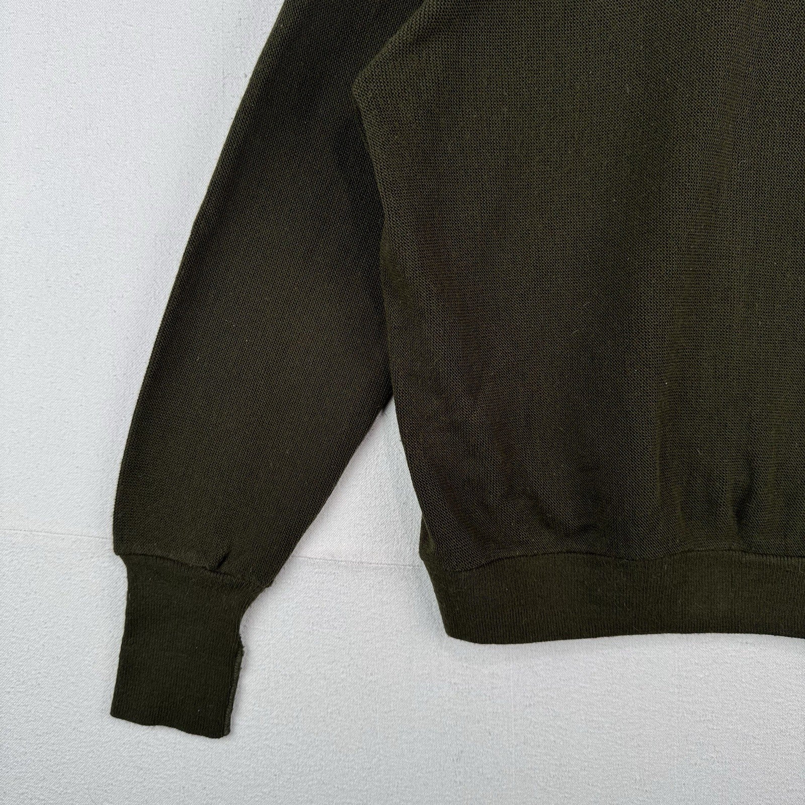 80’s Vintage Izod Cardigan Sweater Men's Large Olive Army Khaki Green Made USA