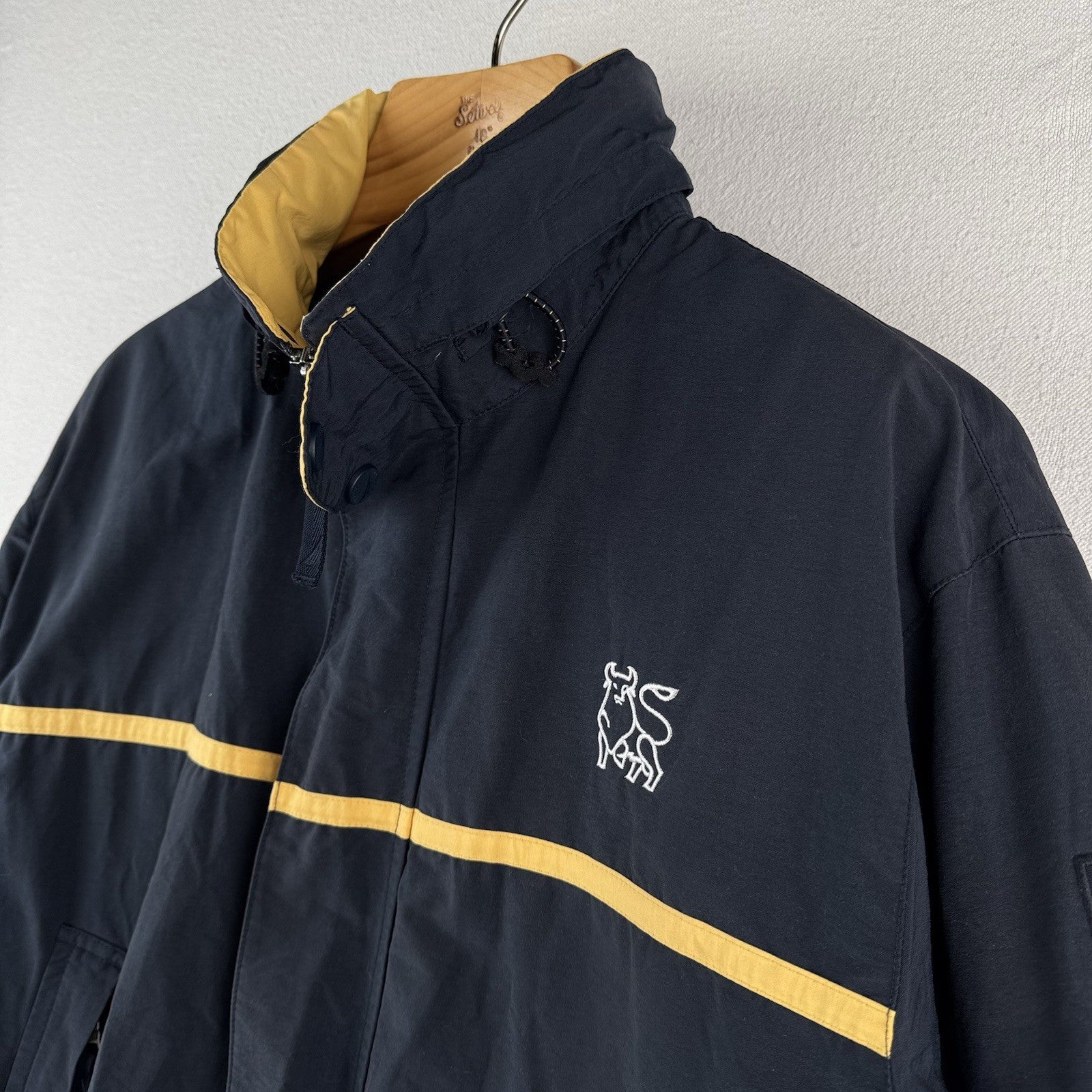 90’s Vtg Nautica NS-83 Windbreaker Hideaway Hood Jacket Mens L Merrill Lynch