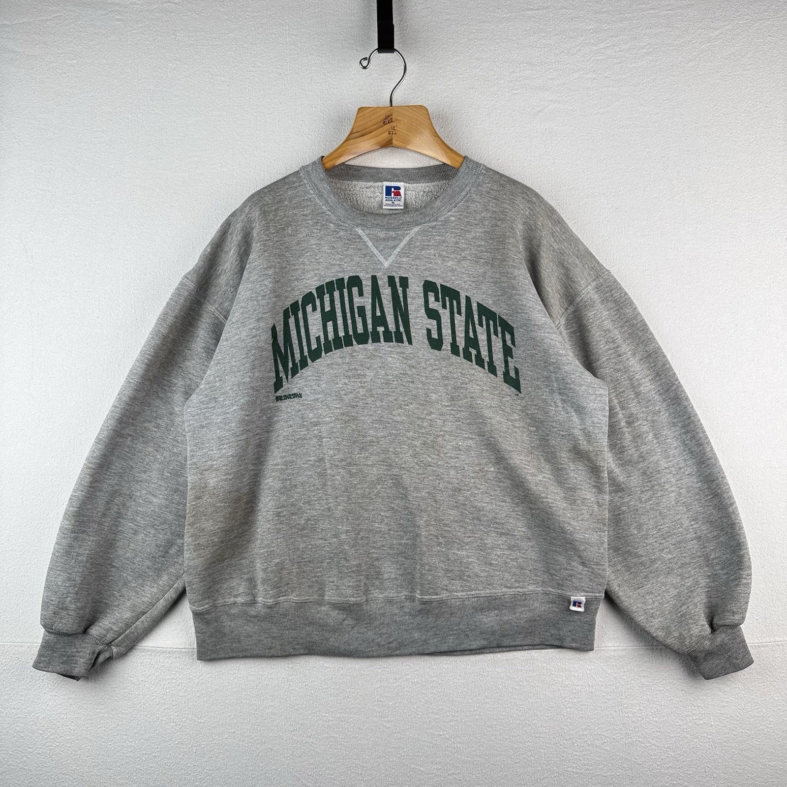 80’s Vtg Michigan State Spartans Russell Athletic Gray Sweatshirt Small Made USA