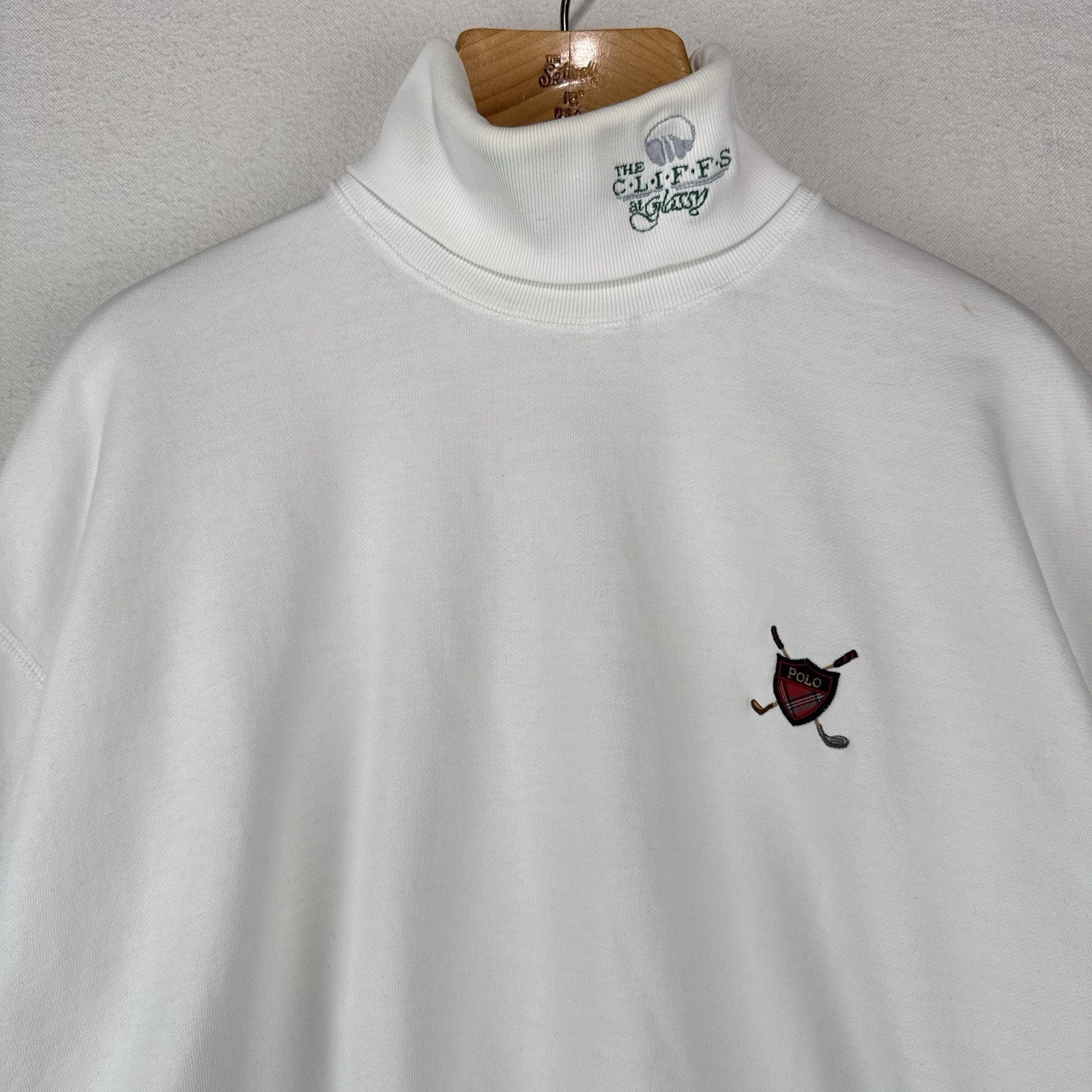90’s Vtg Polo Ralph Lauren Sweater  Men's L Golf Turtleneck White Crest