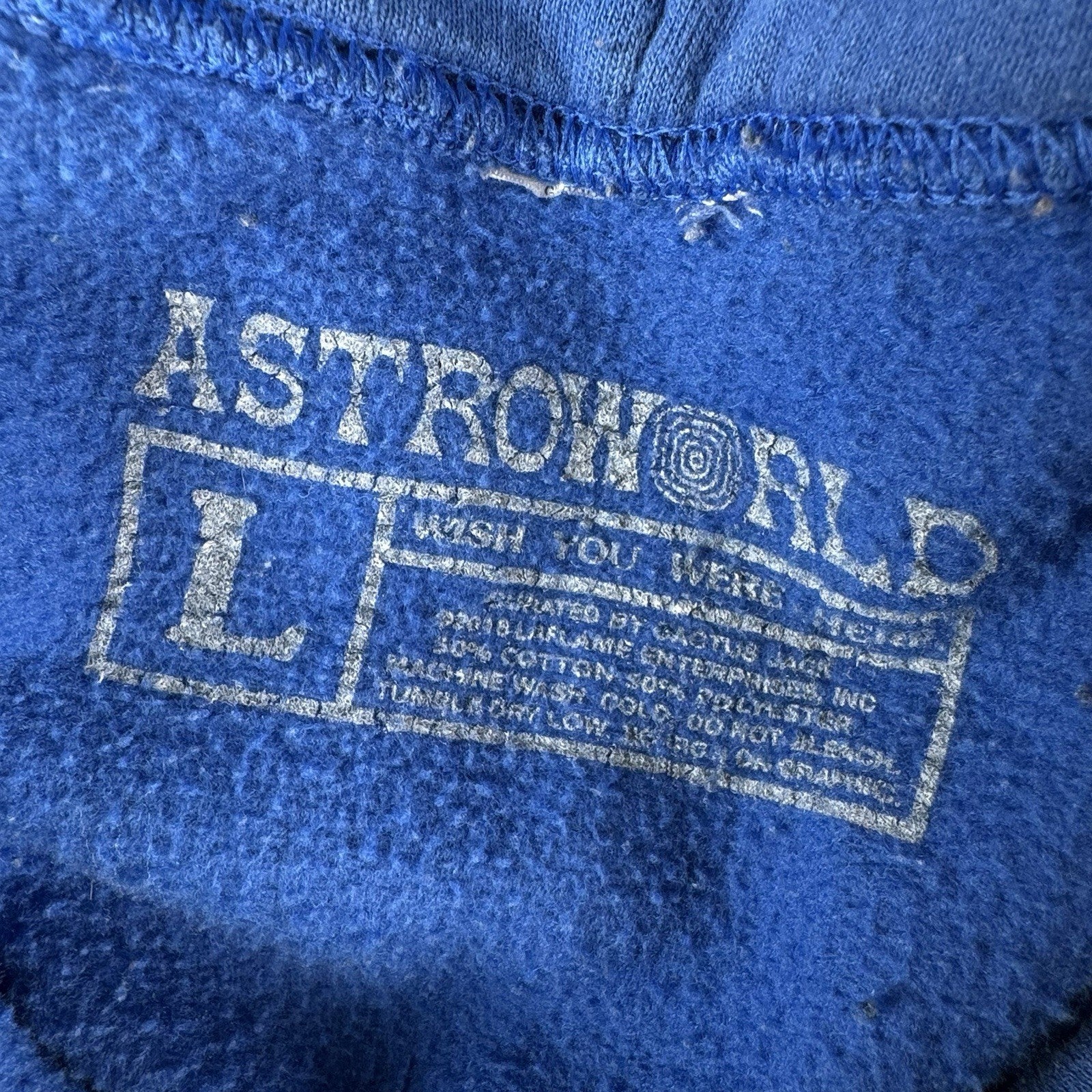 Travis Scott Astroworld 2019 LA The Forum Wish You Were Here Blue Hoodie Large