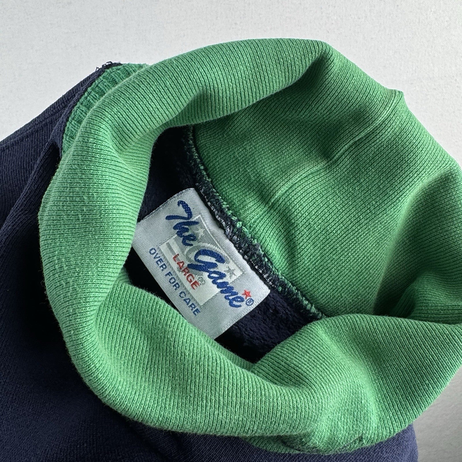 90’s Vintage Notre Dame Fighting Irish Sweatshirt Mens L Blue Green Mock Neck