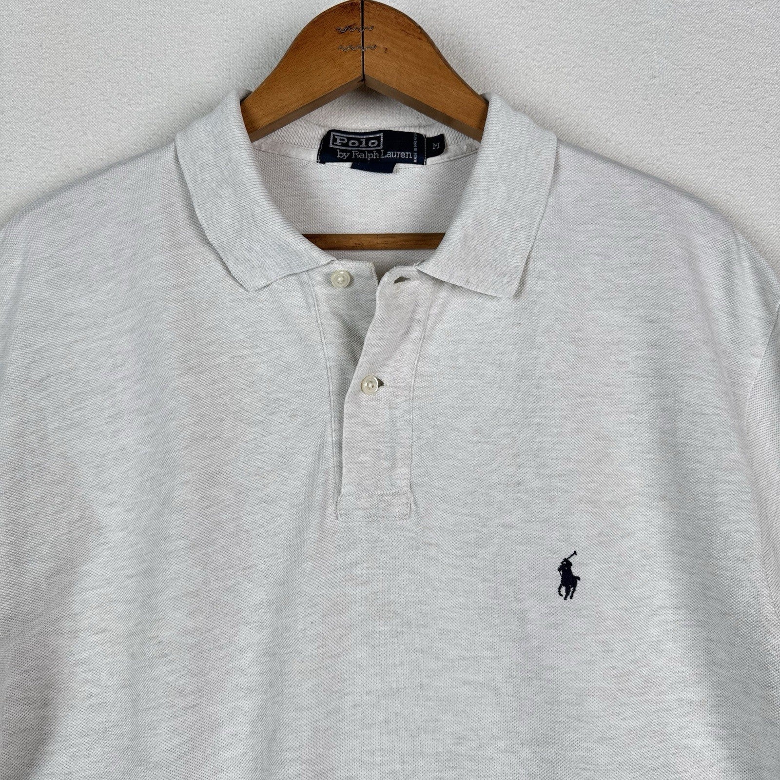 Vintage Polo Ralph Lauren Polo Shirt Mens Medium Oatmeal Mesh Pique