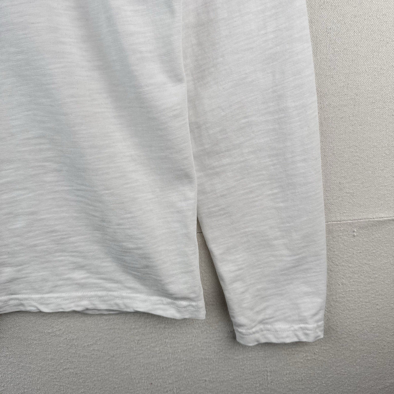 Lucky Brand Men’s Large Cotton Slub Henley Snap Button White Long Sleeve Shirt