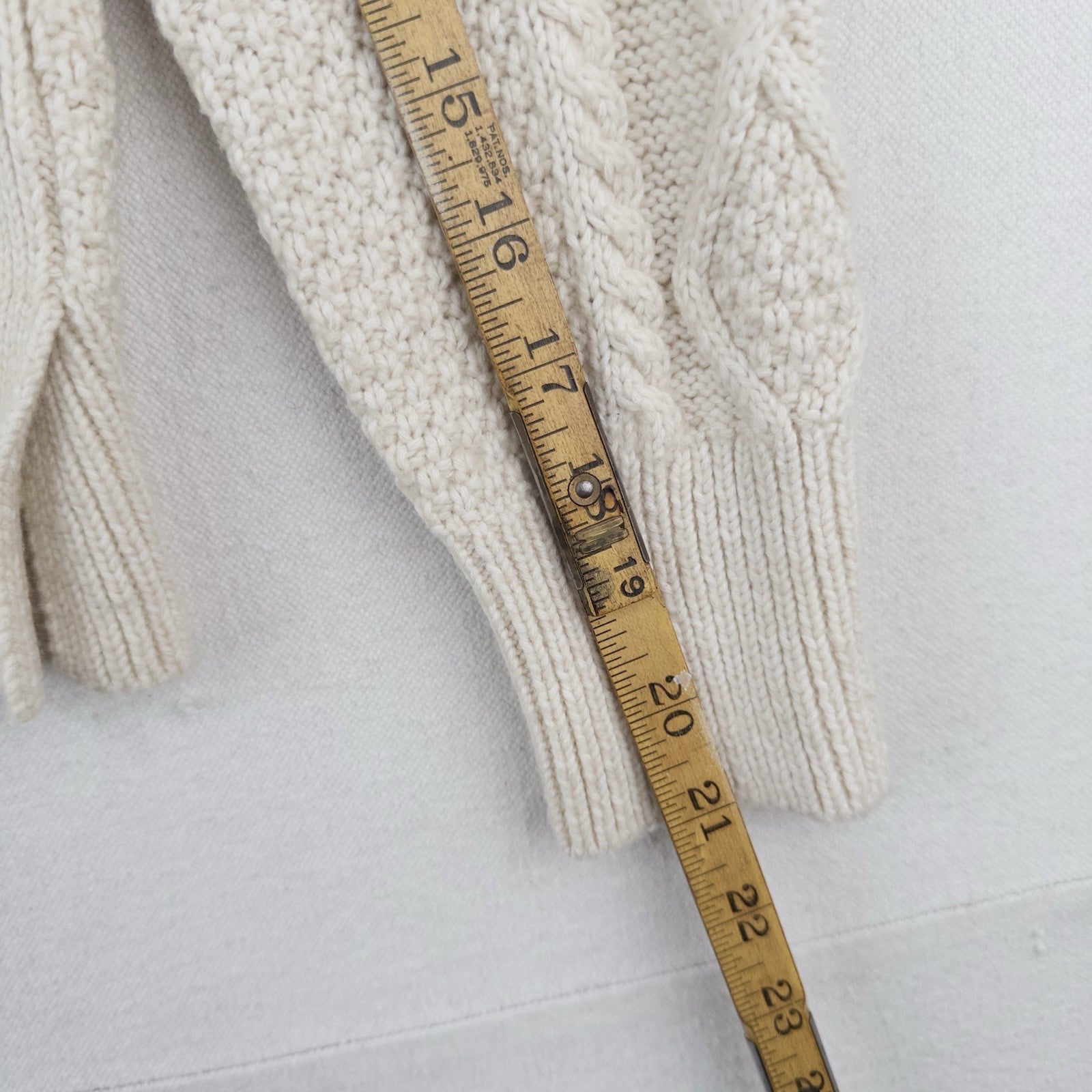 Polo Ralph Lauren Cream Cable Knit Fisherman's Sweater Women’s XS Side Vents
