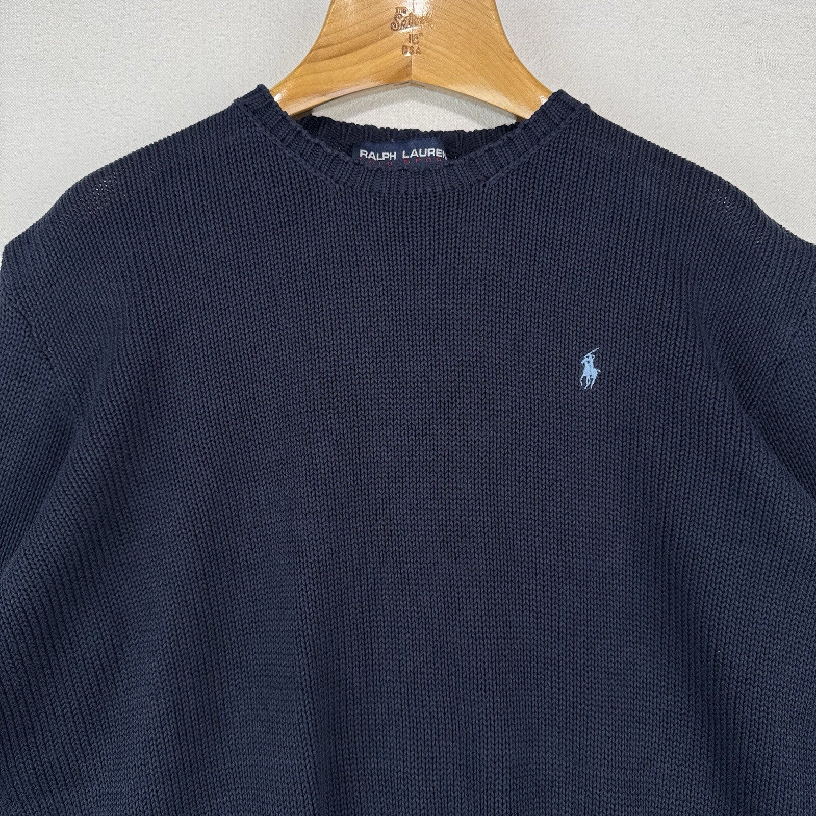 90’s Vintage Polo Sport Ralph Lauren Men’s Large Crewneck Sweater Navy Blue