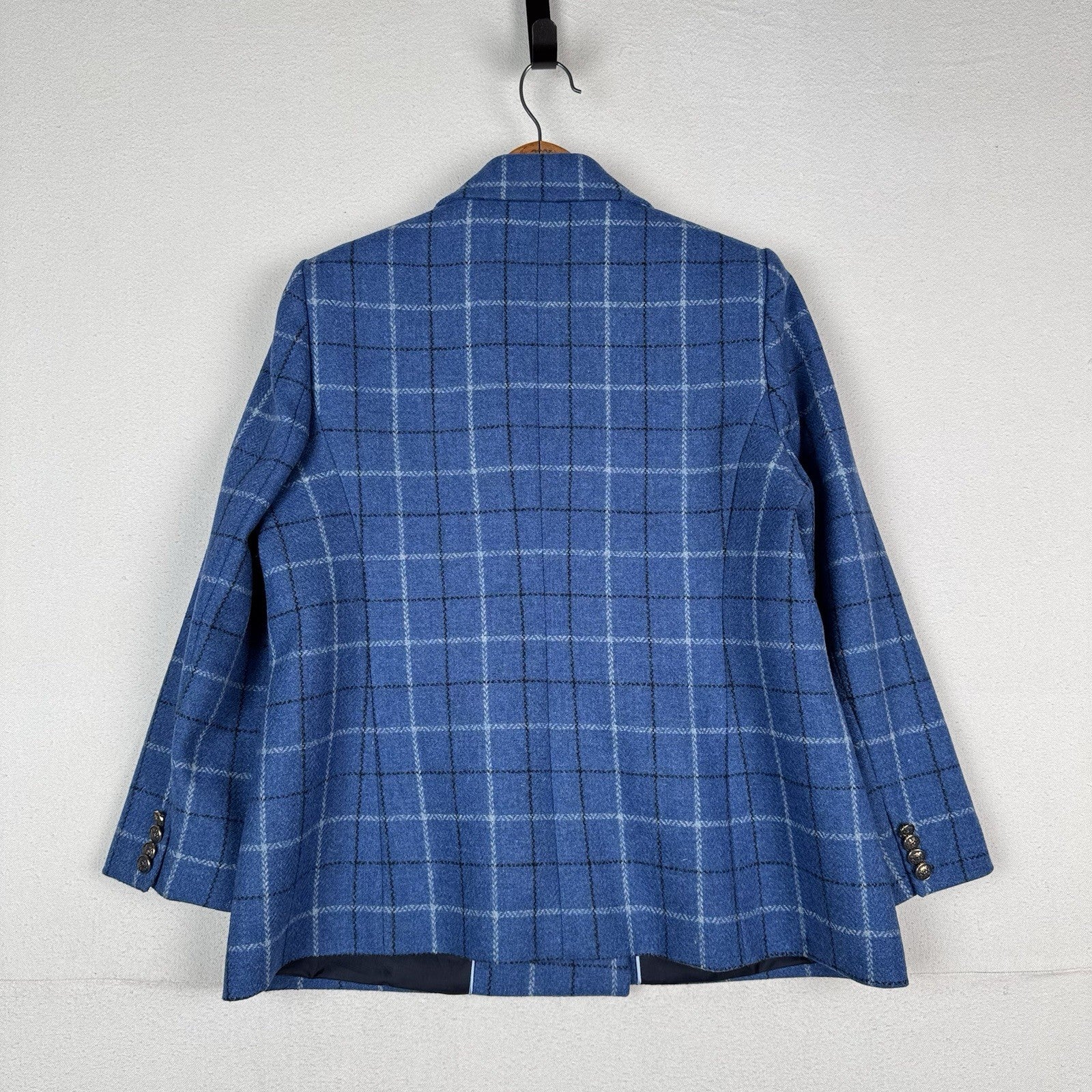 Tinta & Bariloche Andes Women’s L (42) Double Breasted Wool Blue Plaid Blazer