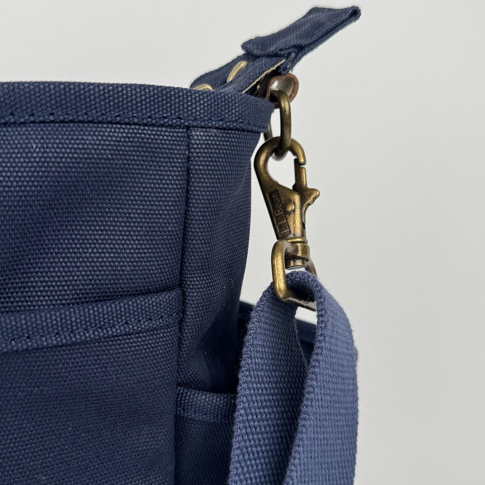 L.L.Bean Stonington Daily Commuter Travel Work Bag Navy Blue Canvas 17”