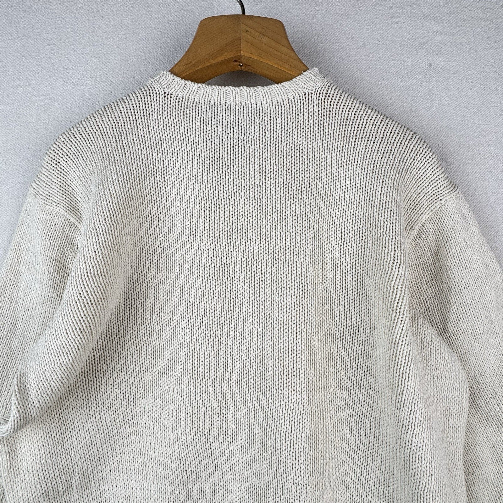 90’s Vintage Polo Ralph Lauren Sweater Men’s Large Ivory Linen Pullover
