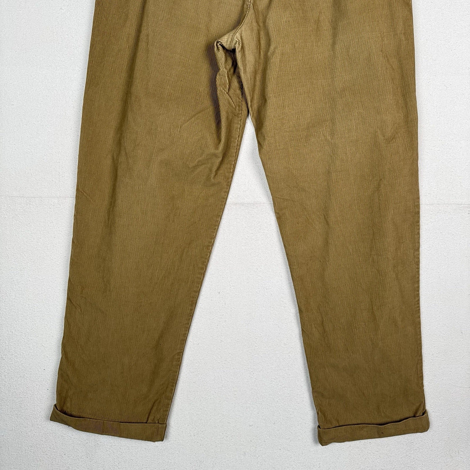 Vtg Lands' End Men’s Corduroy Fine Wale Pleated Front Cuffed Pants Khaki  38X30