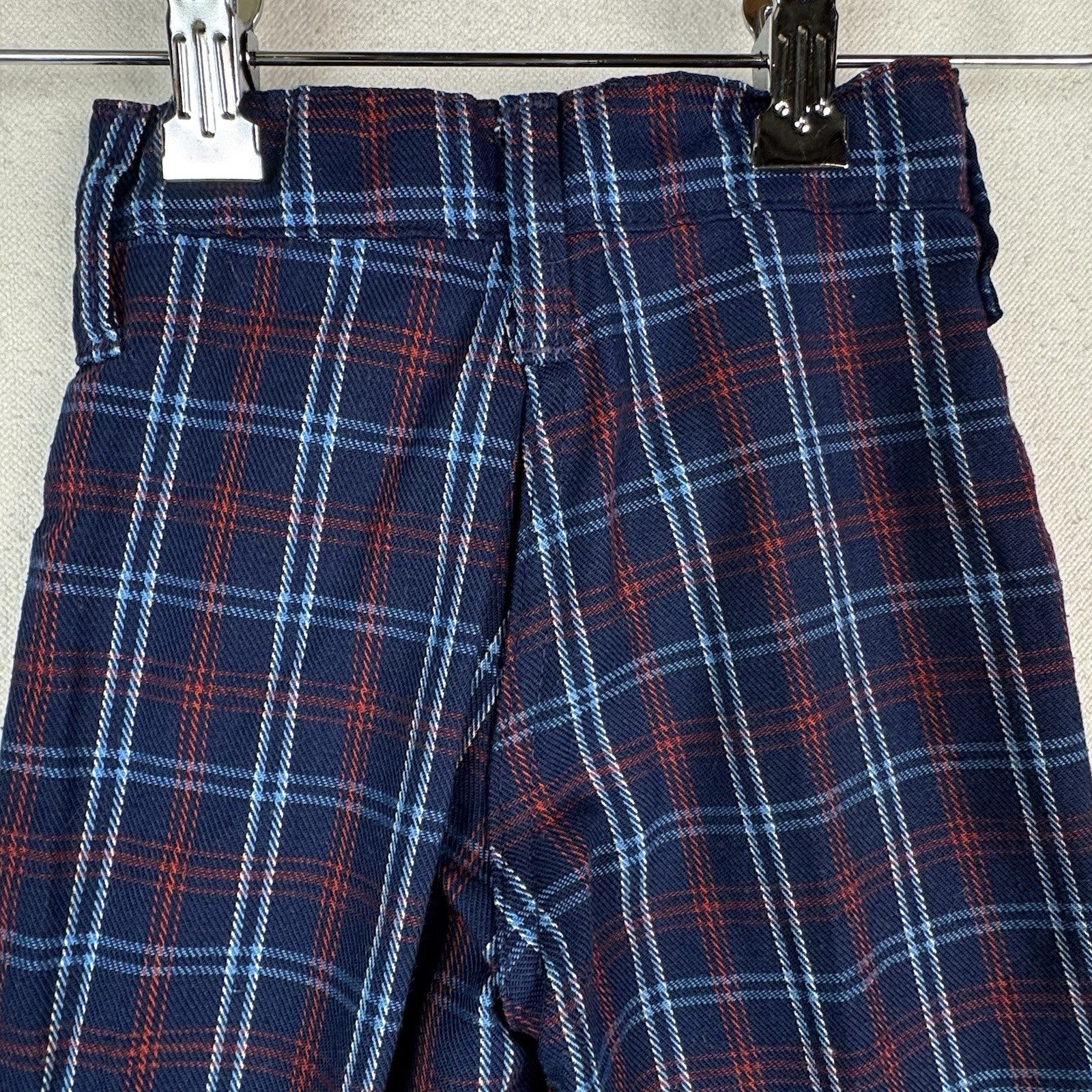Vintage 70’s JCPenney Kids Plaid Wide Leg Distressed Sweatshirt Set Blue Red 4-5