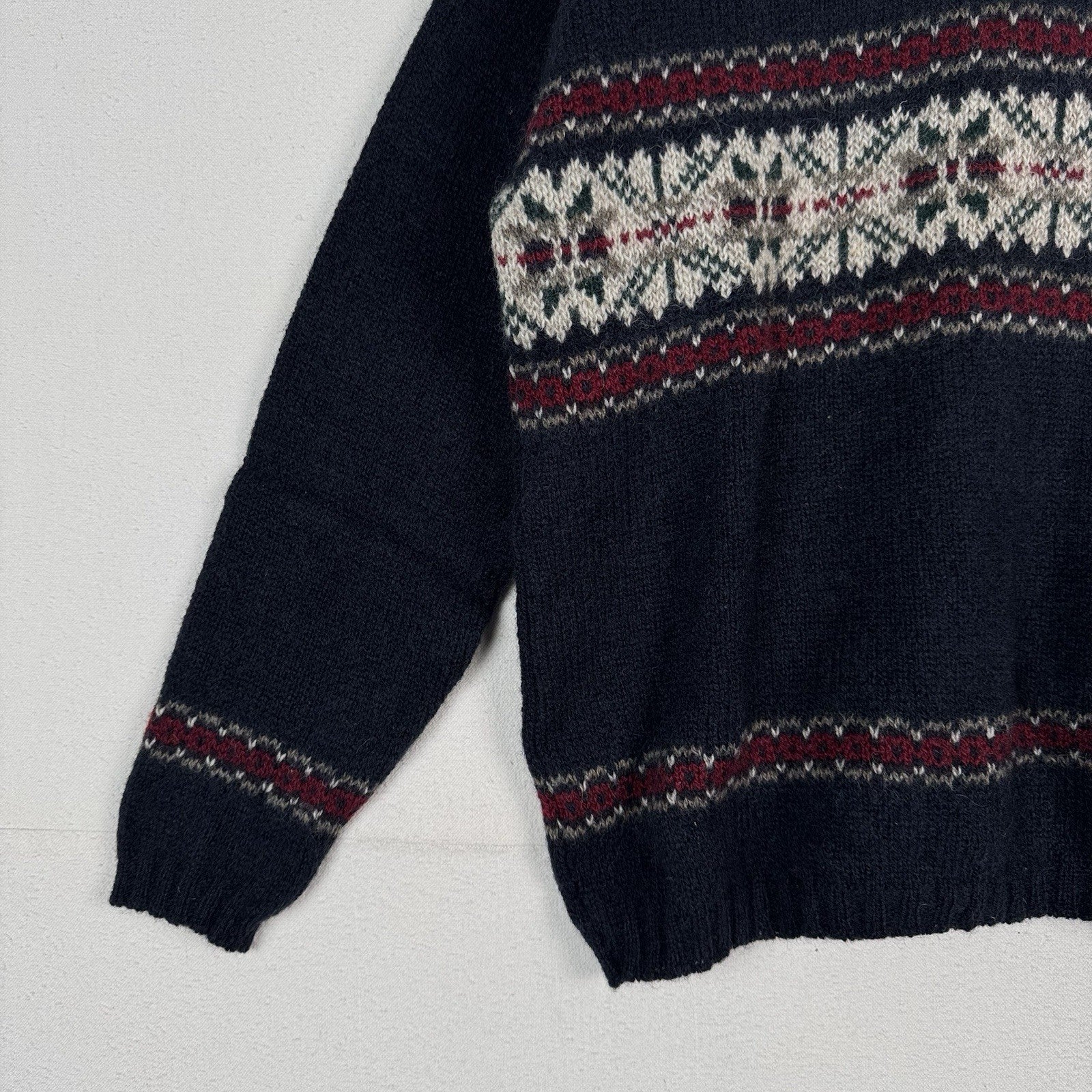 Vtg Woolrich Mens Blue Wool Blend Nordic Fair Isle Long Sleeve Sweater Large USA