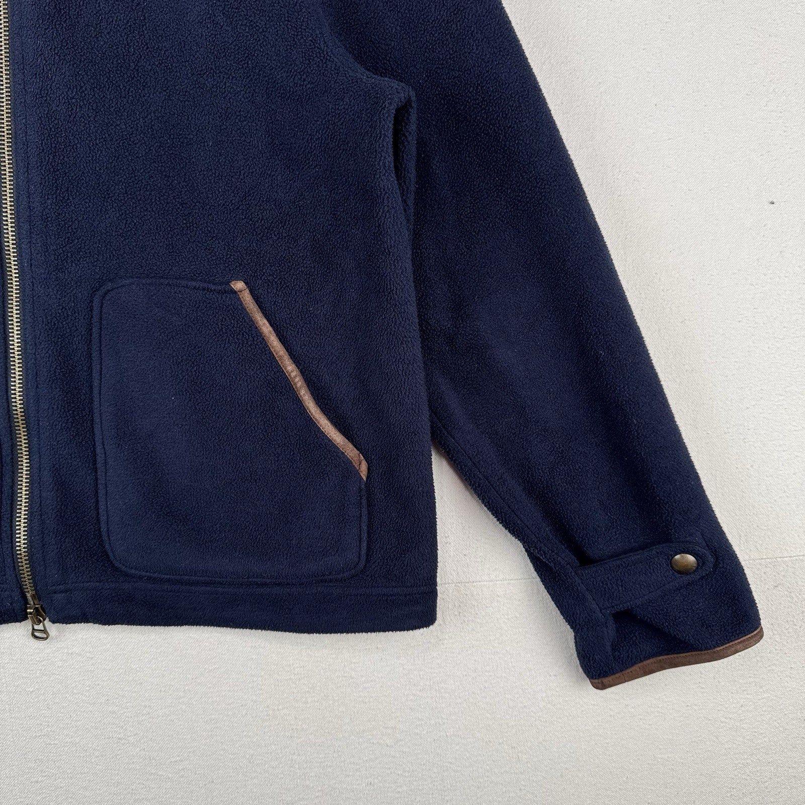 90s Vtg Polo Ralph Lauren XL Deep Pile Fleece Jackt Suede Trim Bomber Harrington