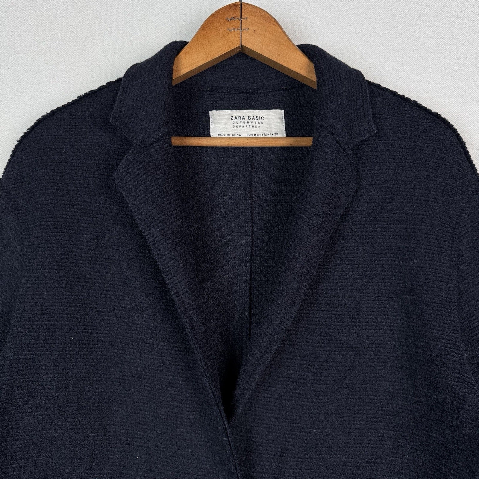 Zara Wool Longline Navy Blue Car Coat Overcoat Cardigan Women’s Size M