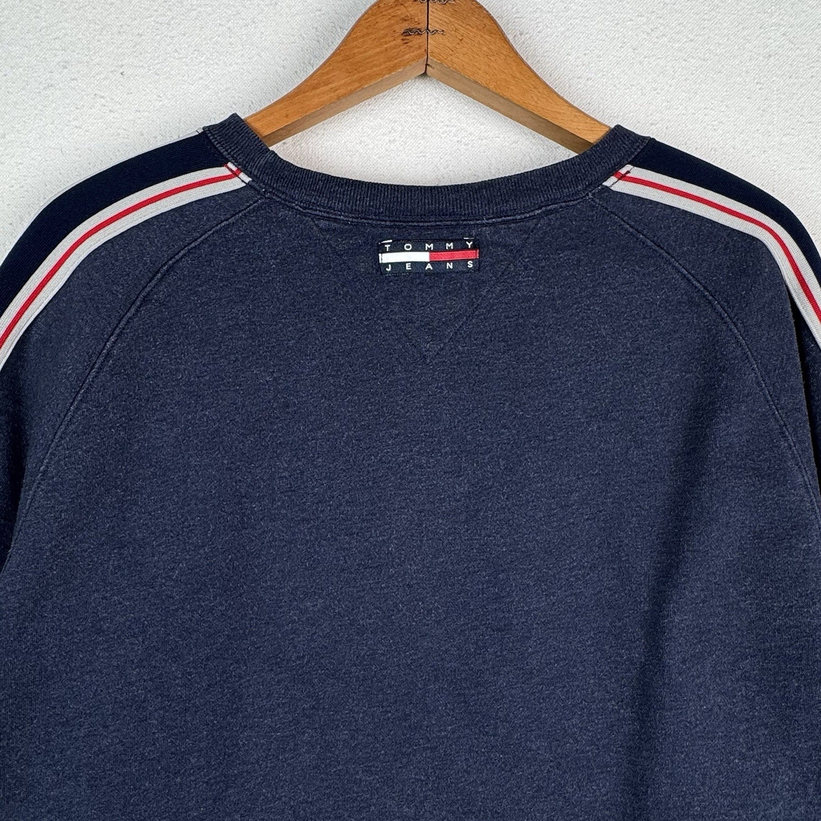 Vtg Tommy Hilfiger Denim Blue Chainstitch Crew Sweatshirt Size 2XL XXL 90s Y2K