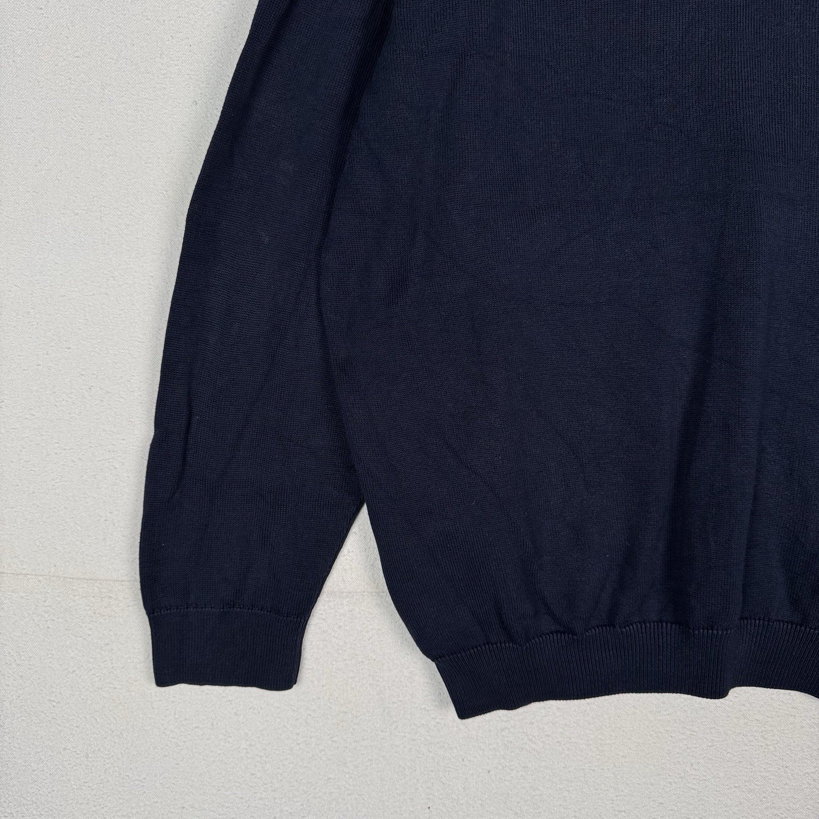 Vintage Lacoste Men’s V-Neck Sweater Navy Blue 3XL Cotton (9)