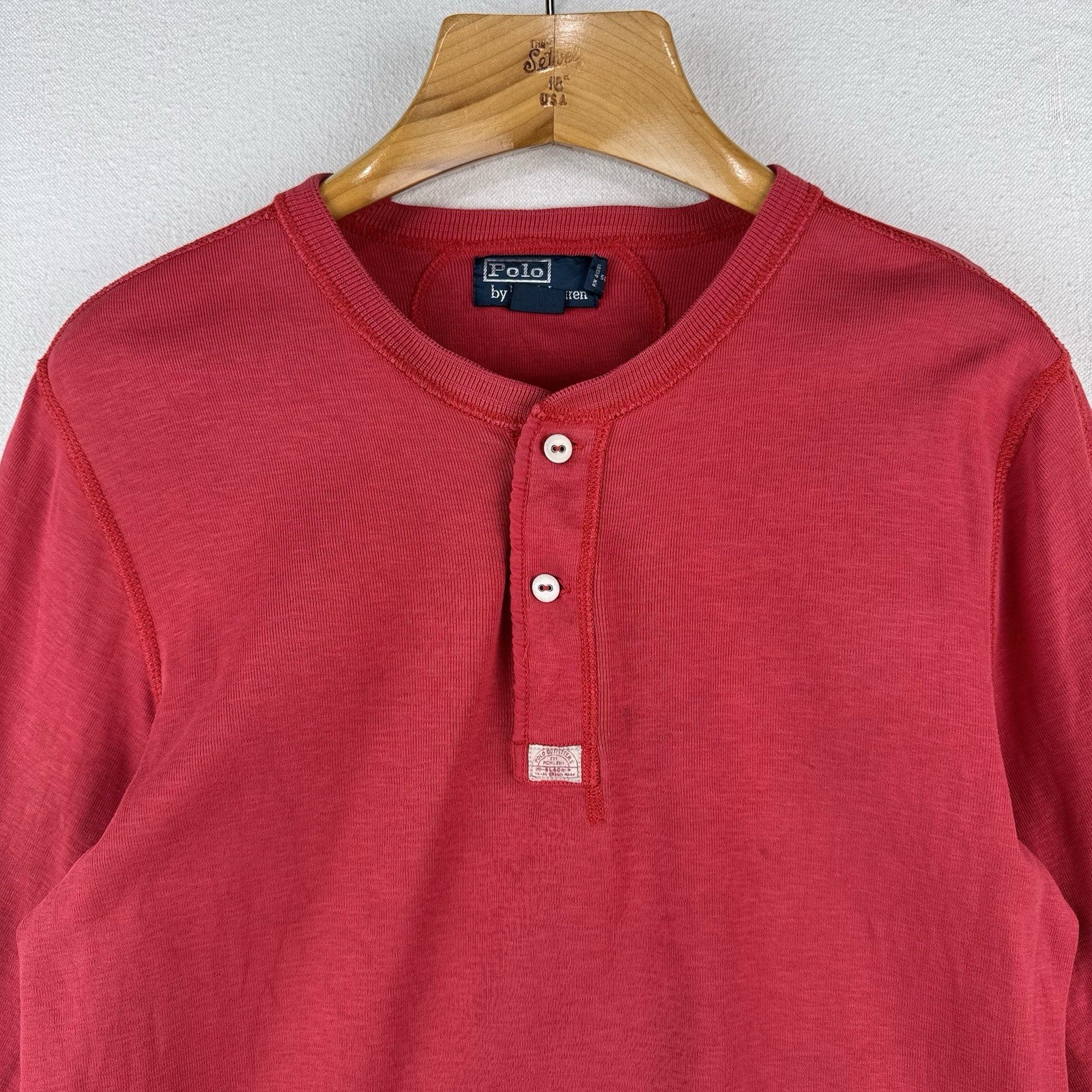 Vintage Polo Outfitters Ralph Lauren Red Cotton Henley Shirt Men’s M *Read