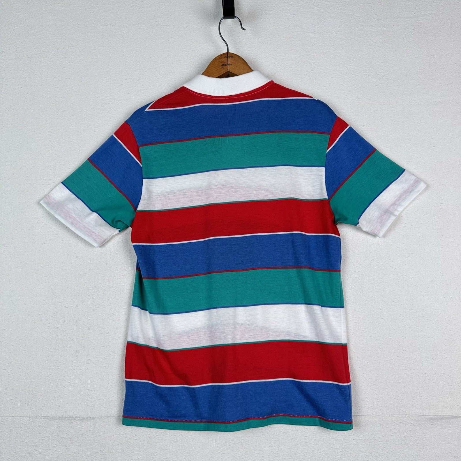 Vintage Munsingwear Polo Men’s Shirt L Striped Red White Blue Pocket Made in USA