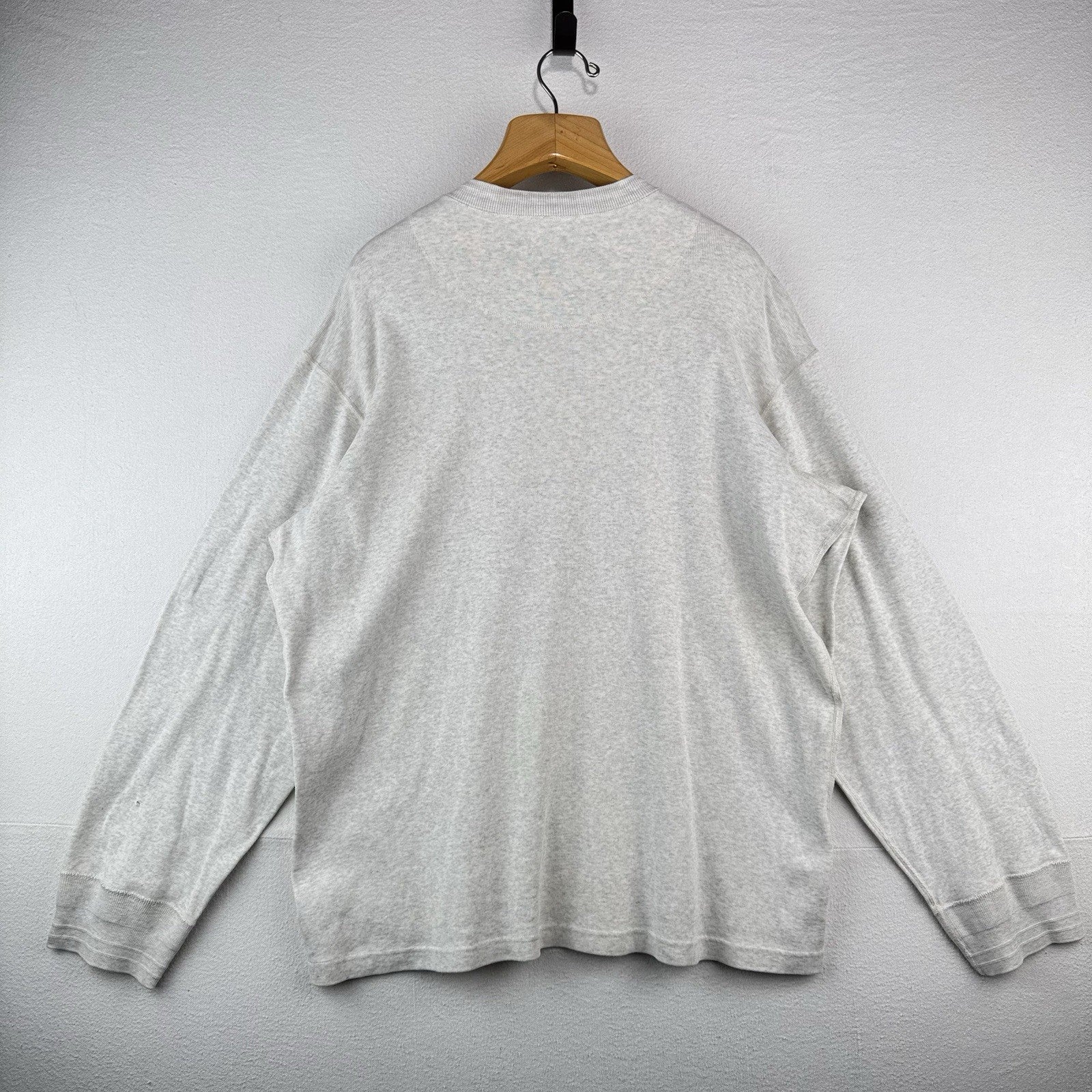 90’s Vintage Polo Sport Ralph Lauren Henley Shirt Oatmeal Heather Beige Men's XL