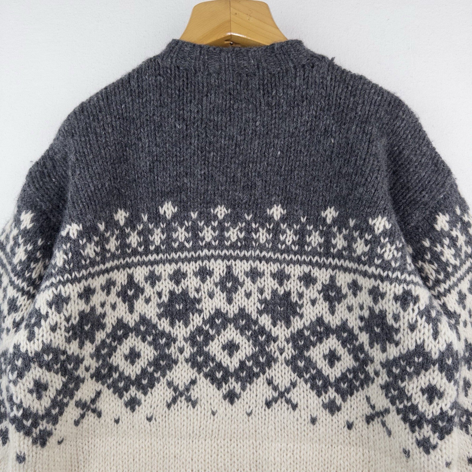 90’s Vintage J Crew Oarsman Wool Sweater Men’s M Fair Isle Chunky Gray Cream