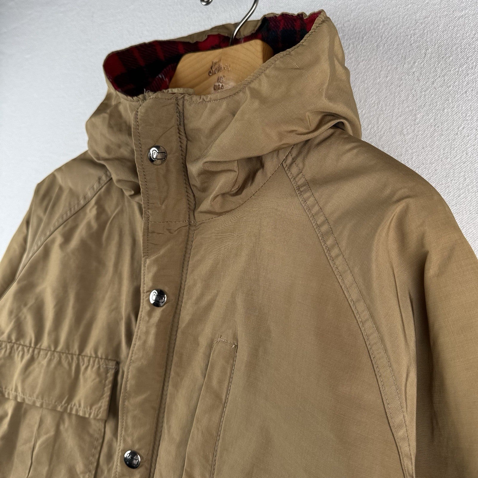70's Vtg Woolrich Medium Mountain Parka Tan Wool Flannel Lined Made In USA *Read