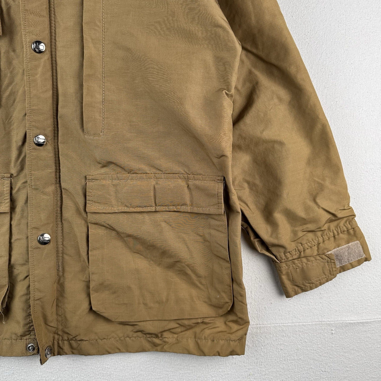 70's Vtg Woolrich Medium Mountain Parka Tan Wool Flannel Lined Made In USA *Read
