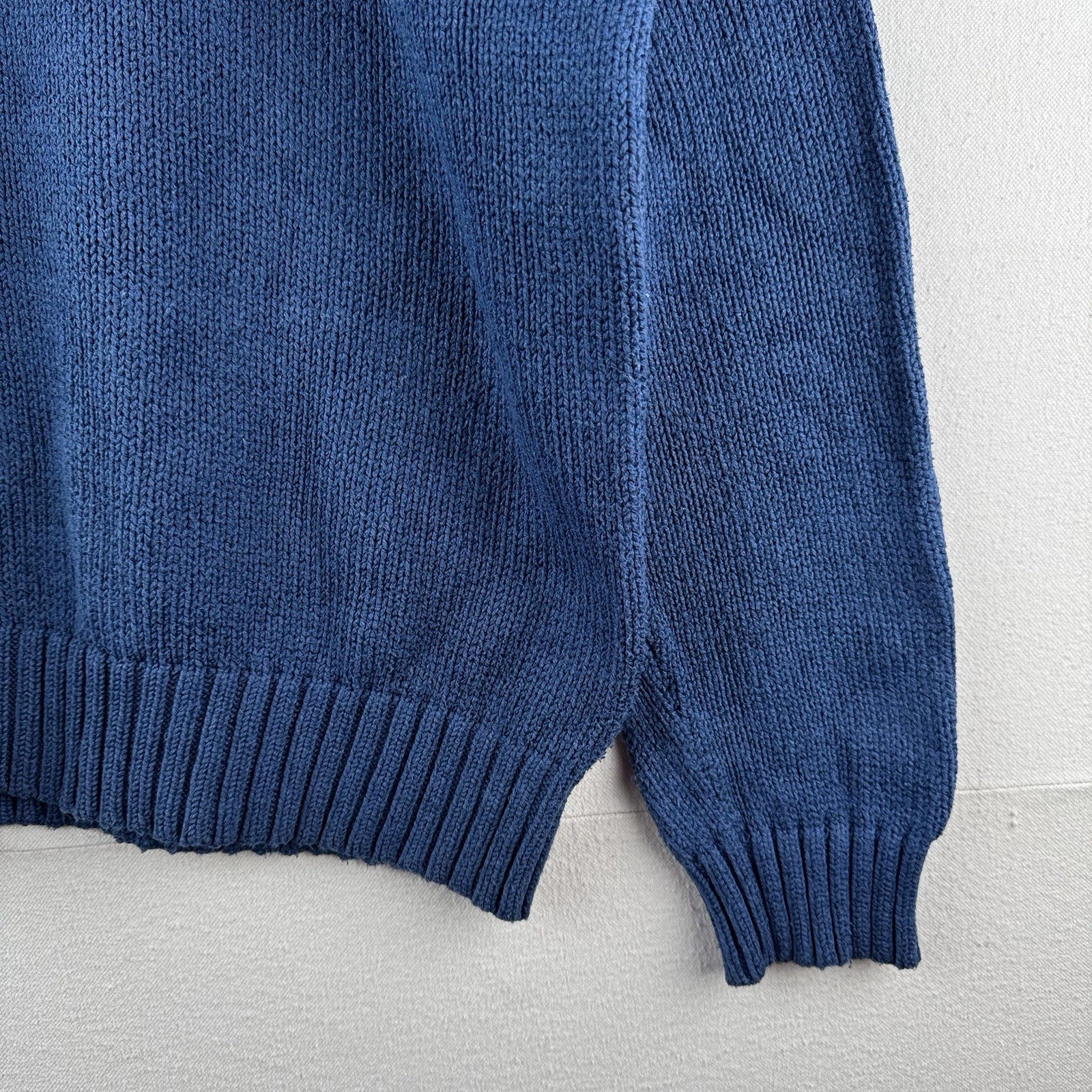 90’s Vintage Polo Ralph Lauren Sweater Men XL Blue Chunky Knit Crew Yellow Pony