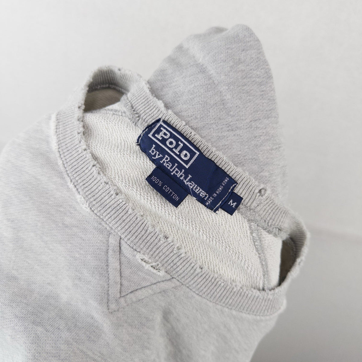 90’s Vtg Polo Ralph Lauren Sweatshirt Men’s M Gray 100% Cotton *Distressed