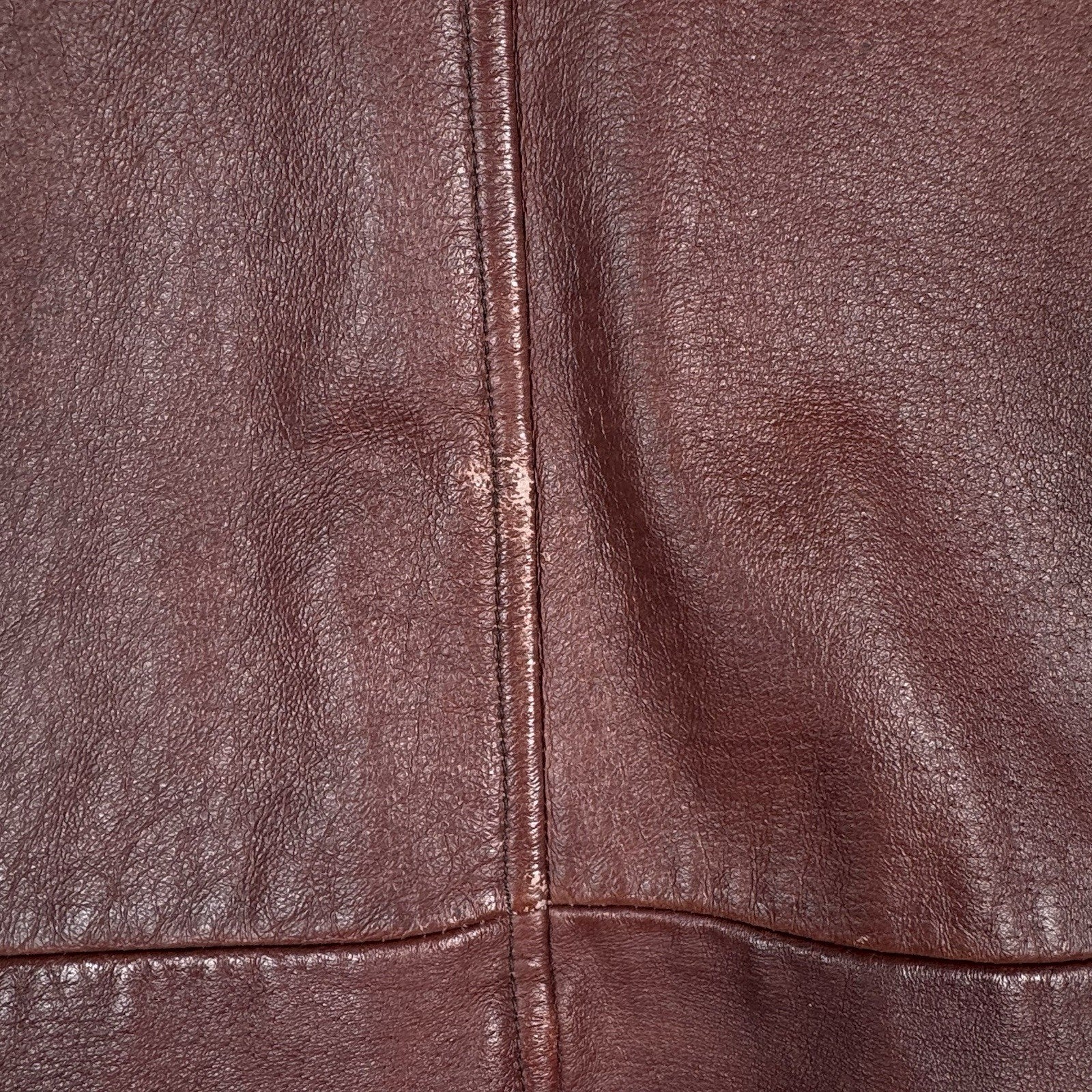 Vintage 90s Frye Leather Womens Large Jacket Coat Rust Brown Maroon Button Front