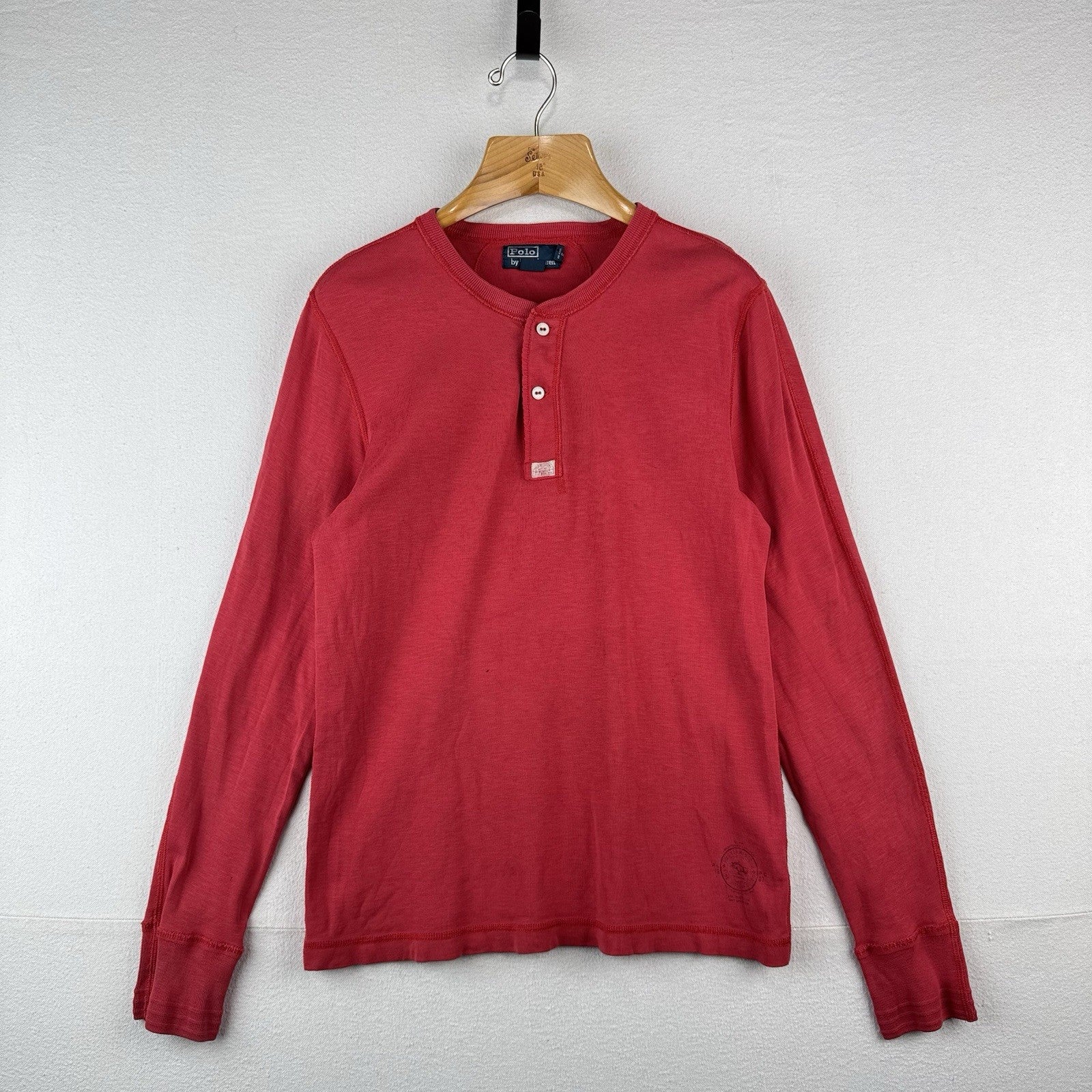 Vintage Polo Outfitters Ralph Lauren Red Cotton Henley Shirt Men’s M *Read