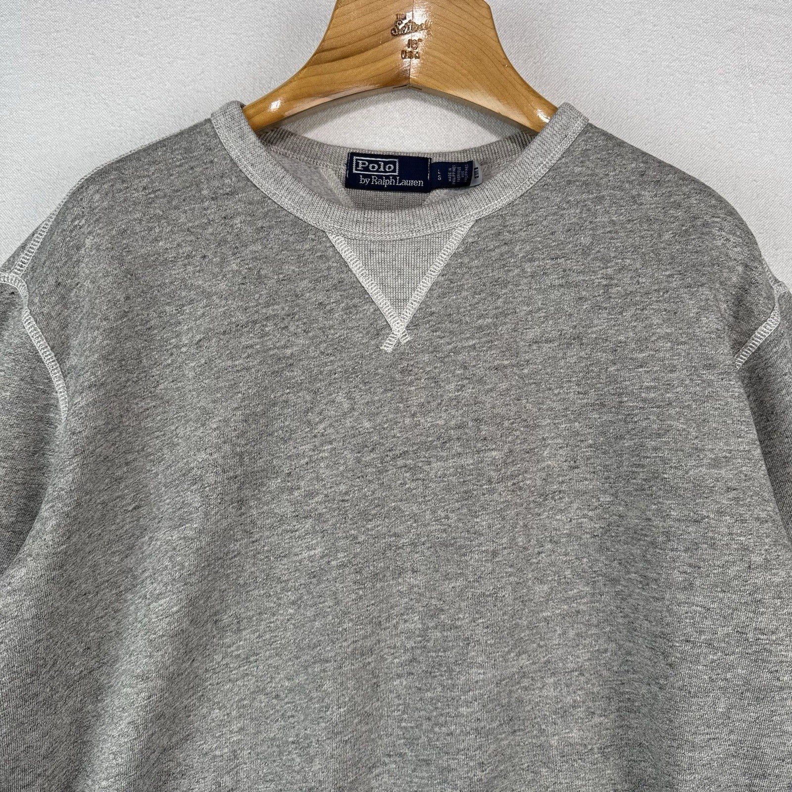 Polo Ralph Lauren Double V Men’s Large Marled Grey Sweatshirt Core Crewneck