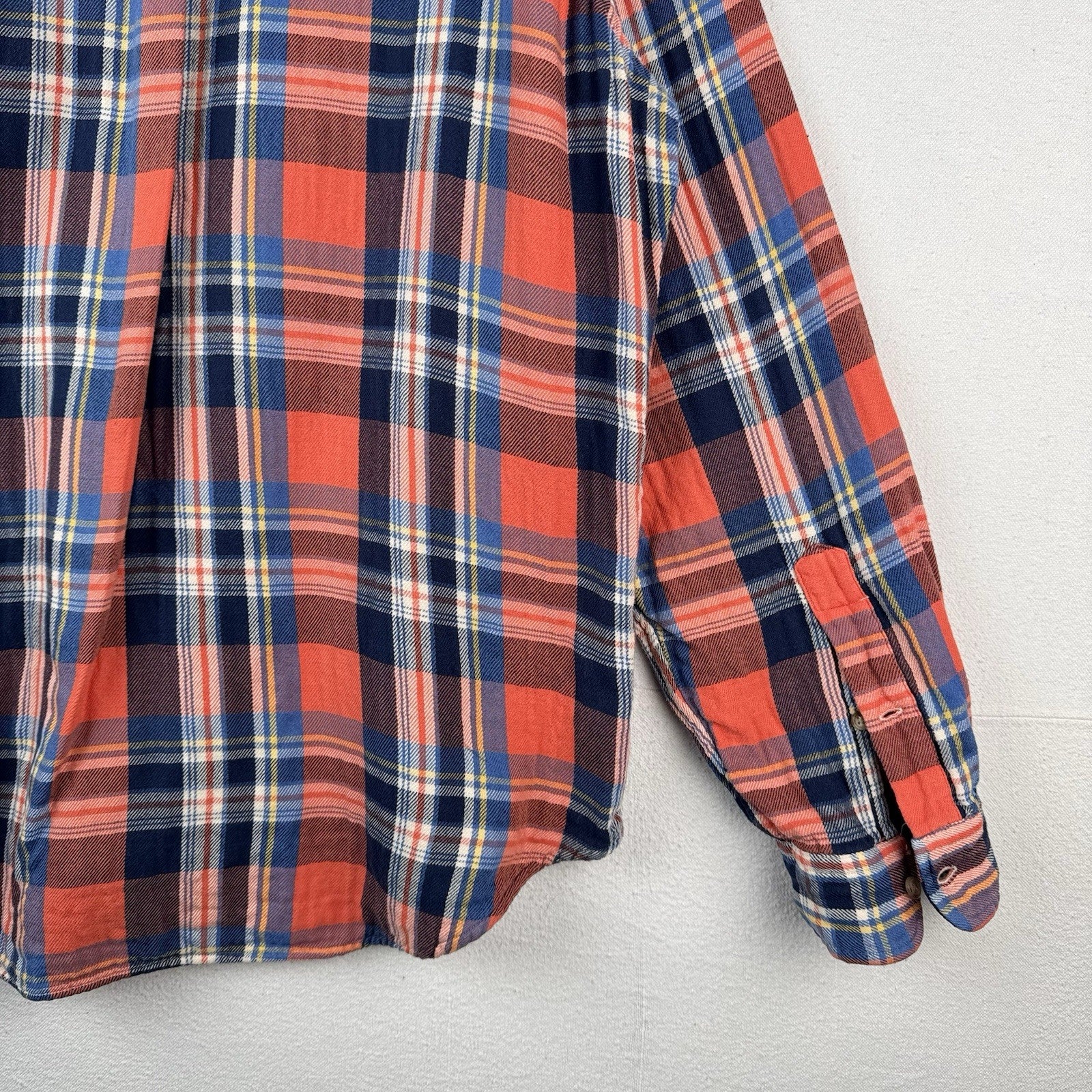 Vtg Polo Ralph Lauren Men's 2XL Plaid Lined Flannel Shirt Orange Double Layer