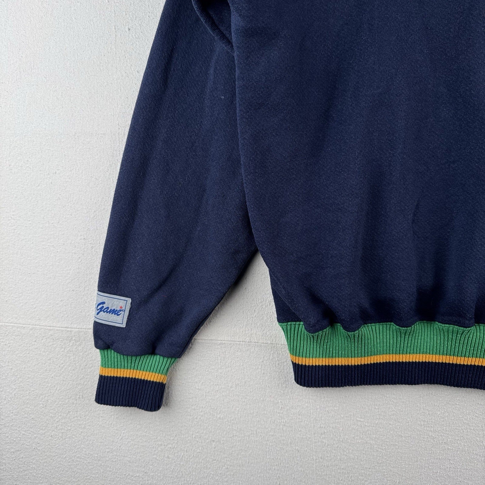 90’s Vintage Notre Dame Fighting Irish Sweatshirt Mens L Blue Green Mock Neck