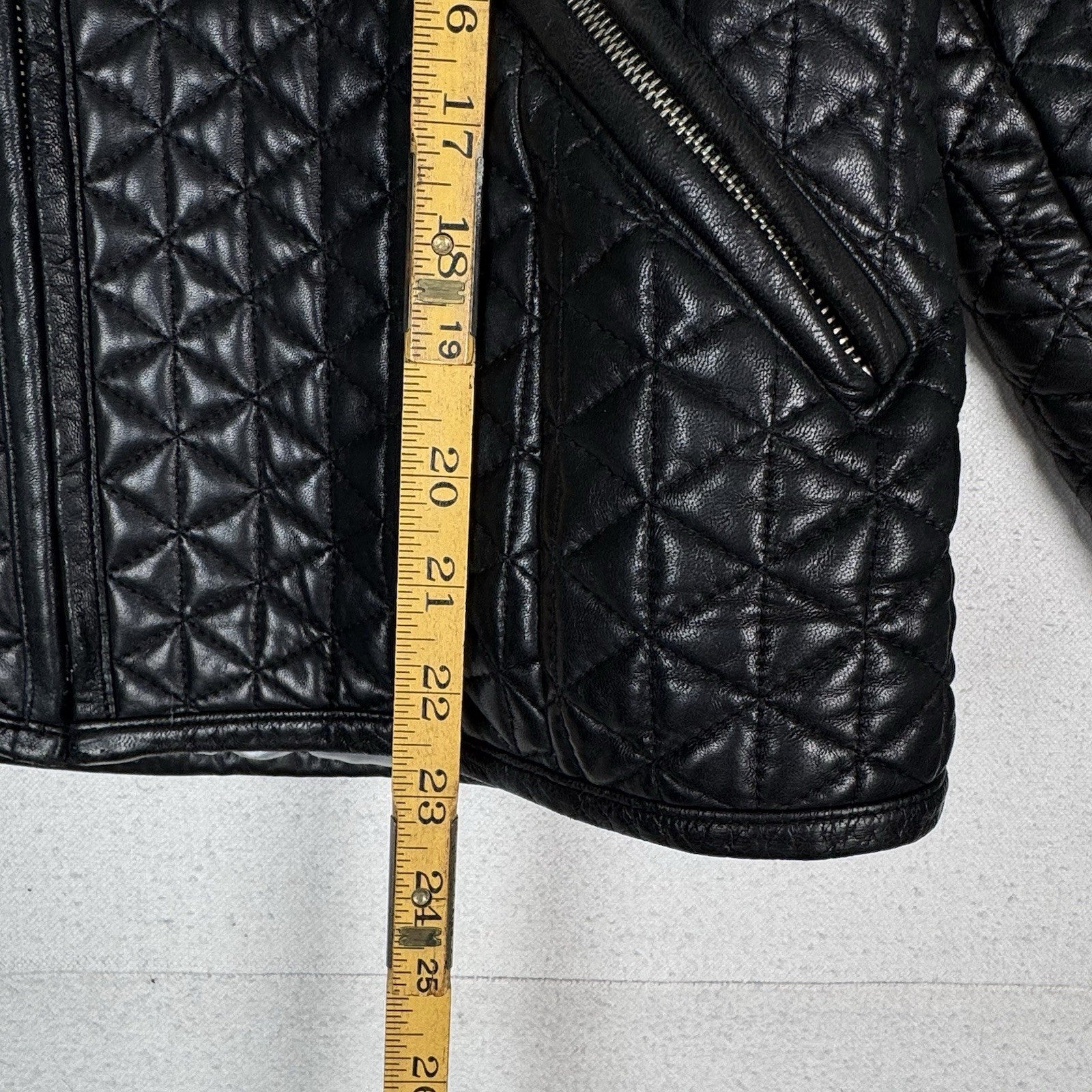 Baby Phat Vintage Genuine Leather Zip Black Quilted Biker Jacket Size XL *Read