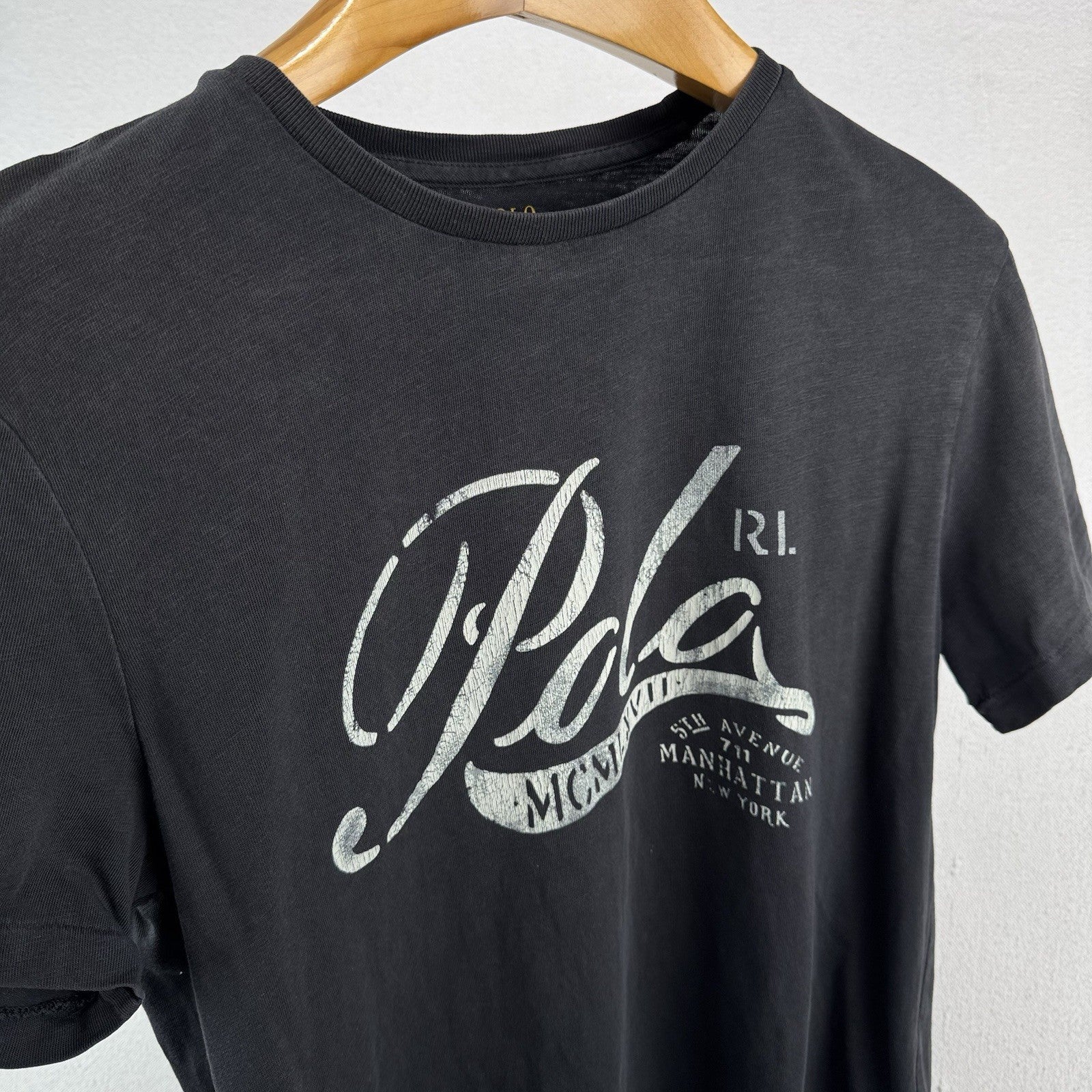 Polo Ralph Lauren Mens M Quality Goods T-Shirt Black RL 5th Avenue Custom Fit