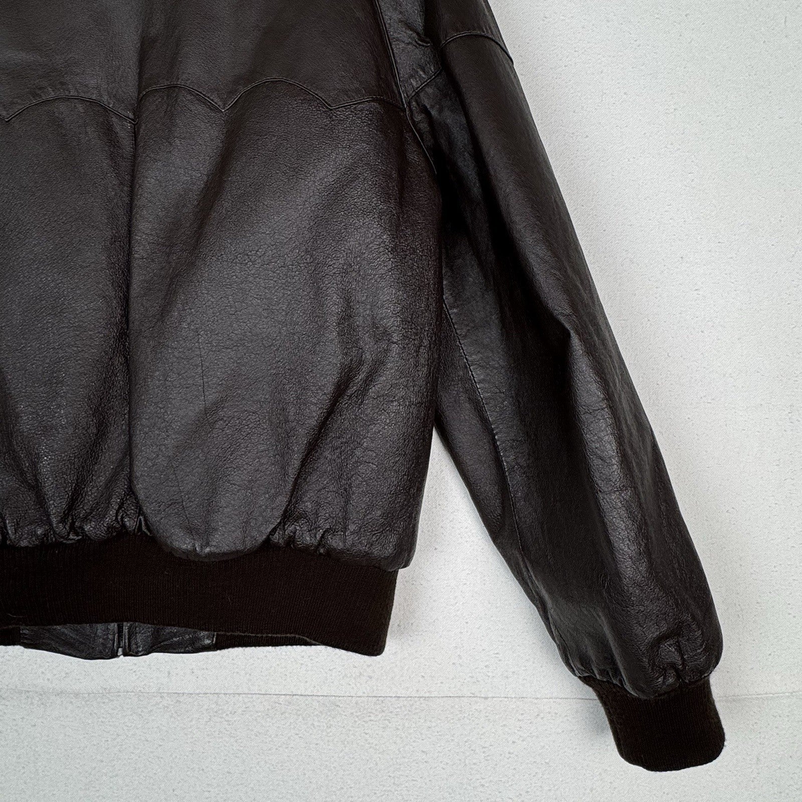 John Blair Leather Western Bomber Aviator Jacket Brown Mens’s Small