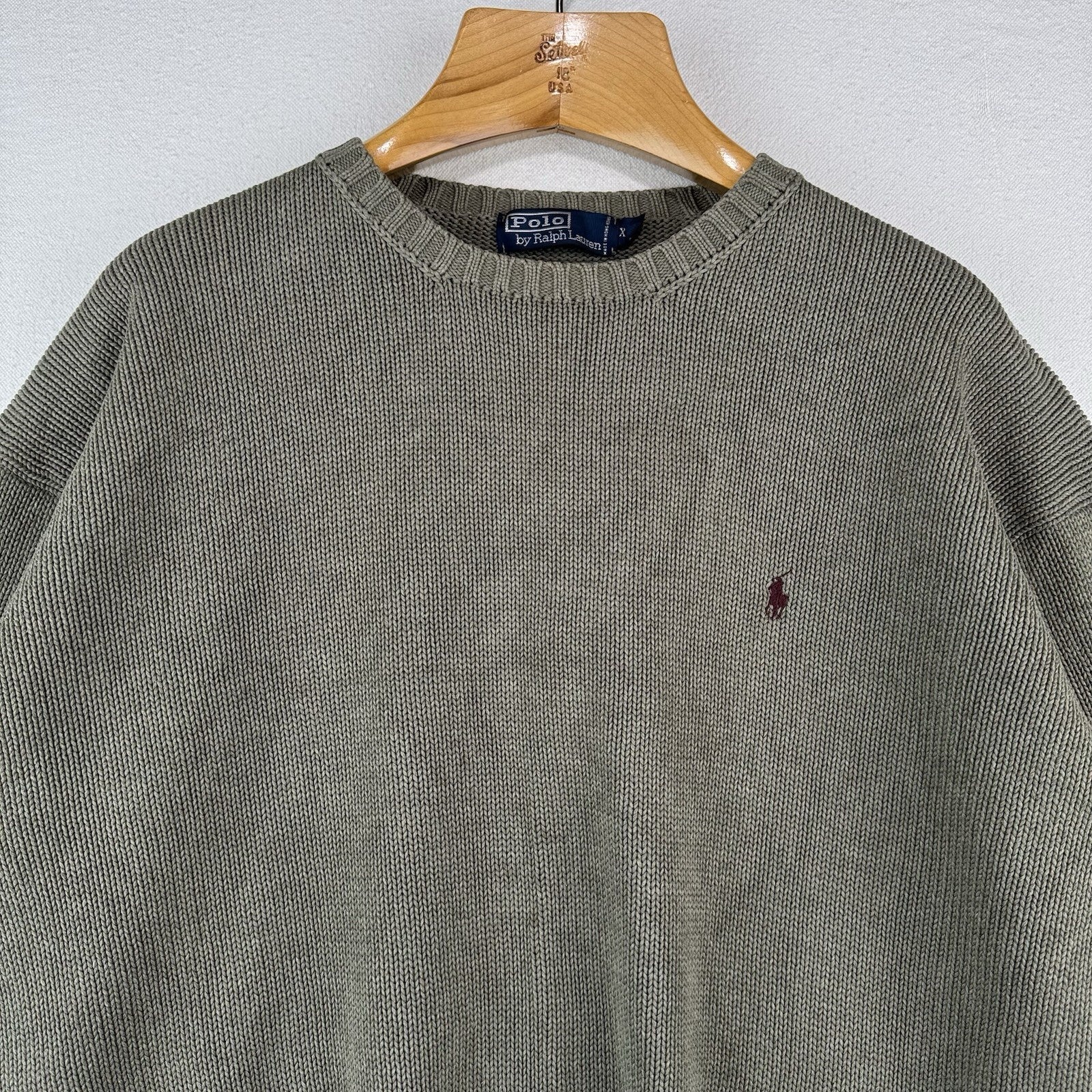 90s Vintage Polo Ralph Lauren Men’s 2XL Olive Marled Knit Sweater 100% Cotton