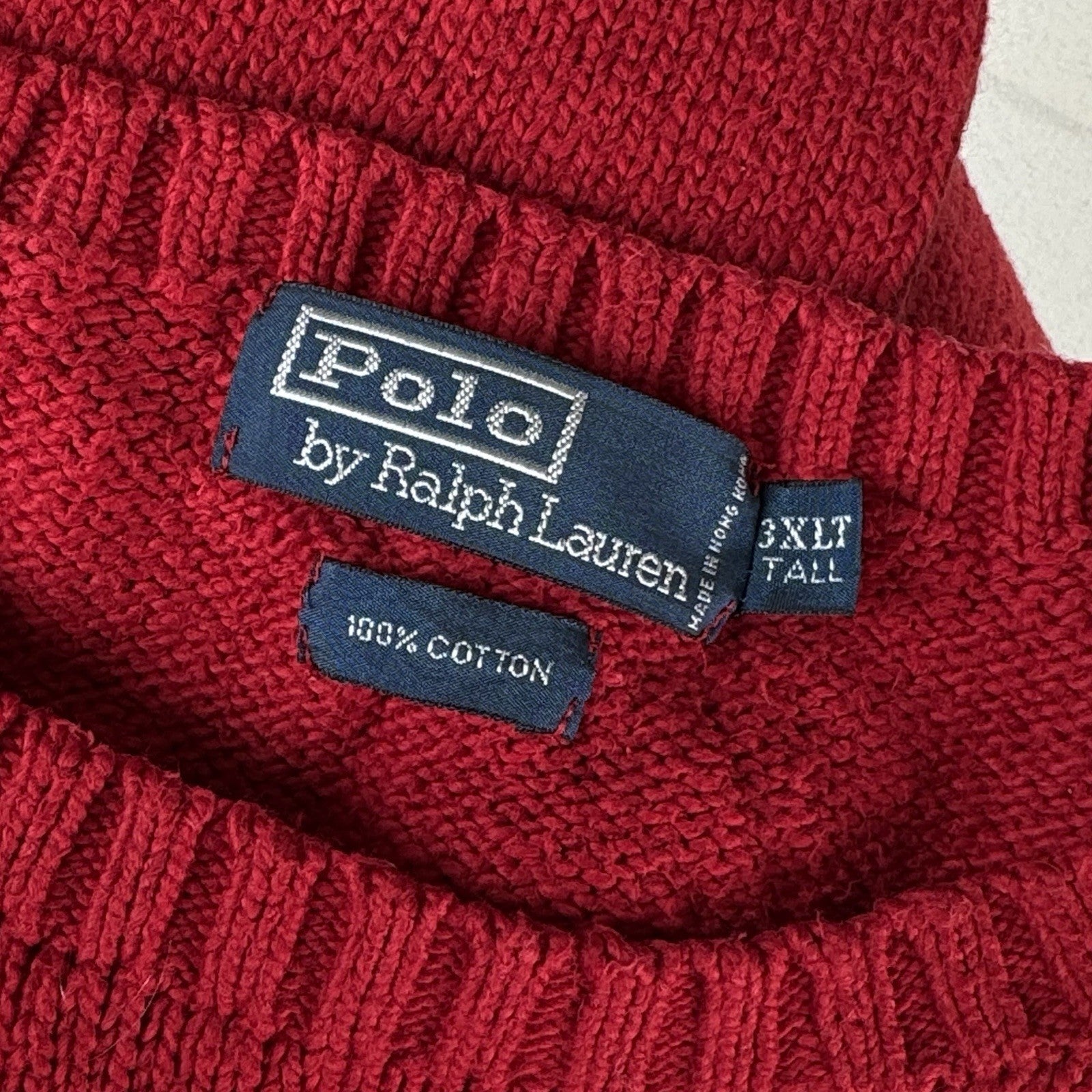 Vintage Polo Ralph Lauren Sweater Men Tall 3XLT Red Pullover Pony Logo Crewneck
