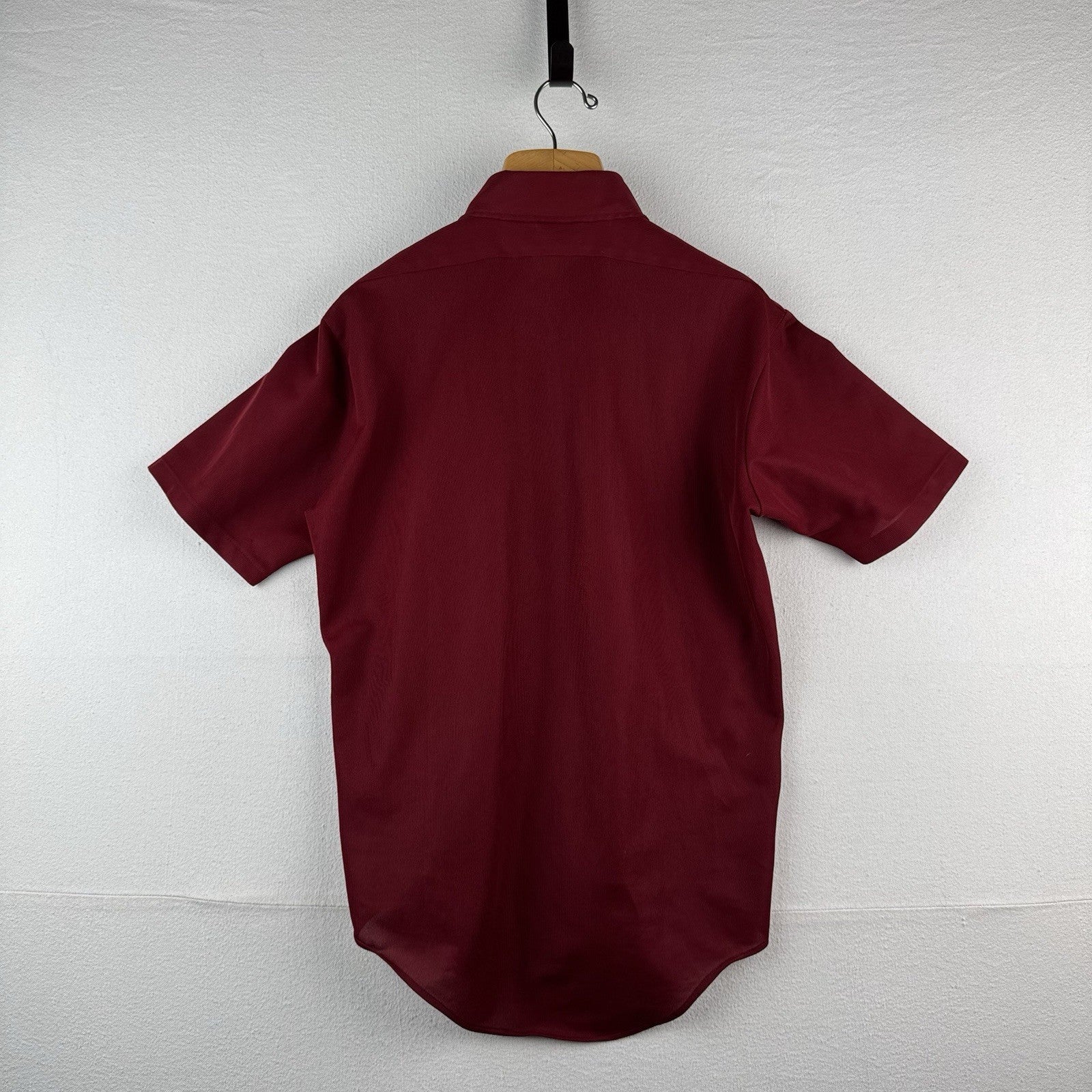 60’s Vtg Golden Vee Men’s Large Polyester Short Sleeve Maroon Red Button Up USA