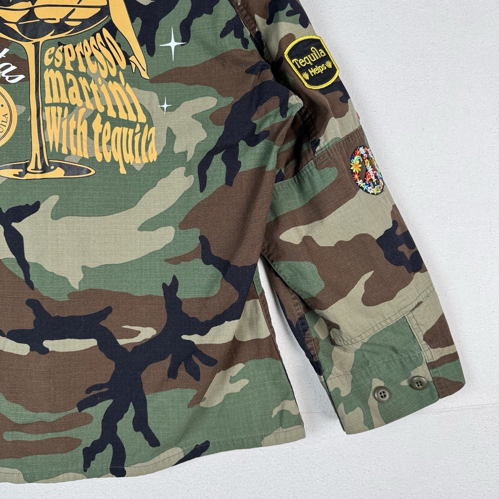 Army Woodland Mamitas Tequila Military Field Jacket Men’s Large Special Edition