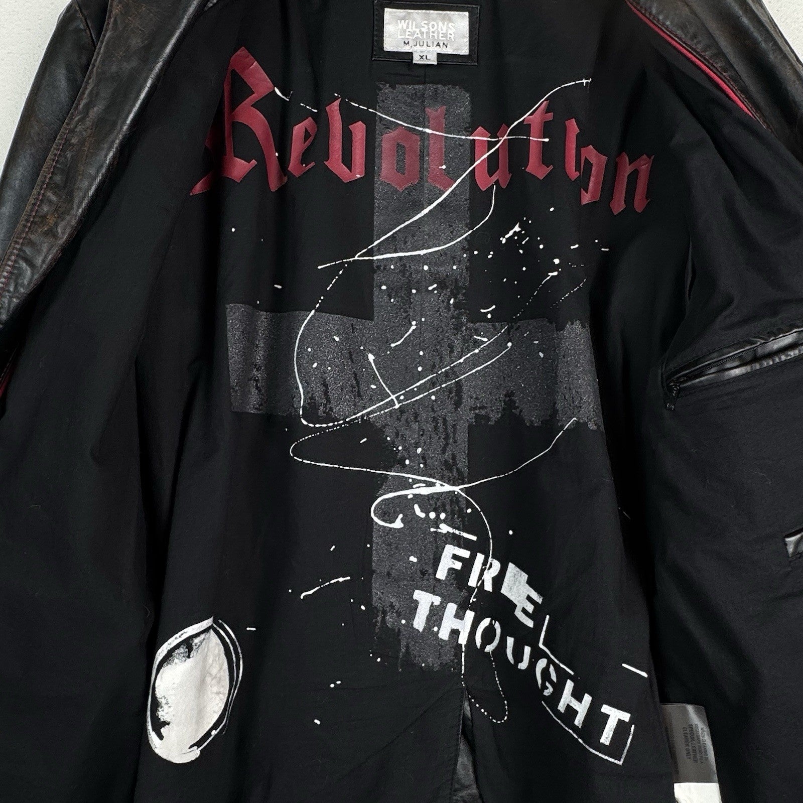 Wilsons Leather Men’s XL Illuminati Revolution Brown Jacket  Elbow Patches