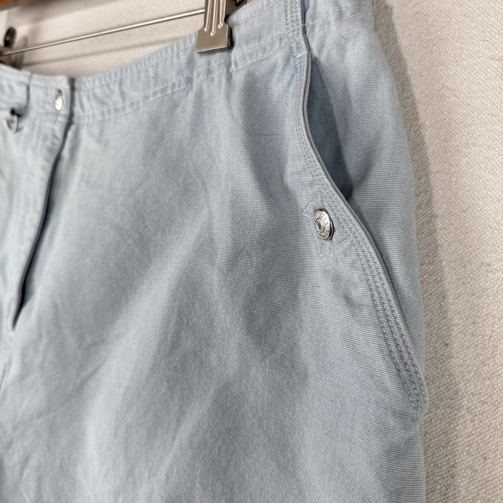 Vtg Lauren Ralph Lauren Chambray Blue Utility Cargo Shorts Womens 14 Cotton 6.5”